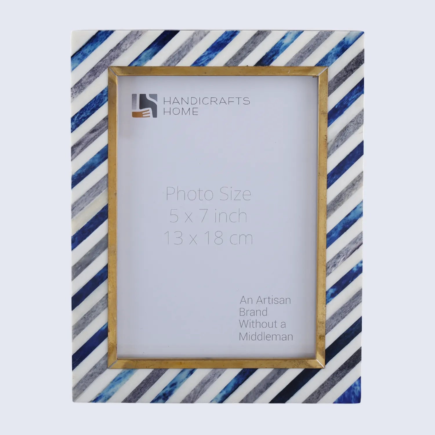 Handmade Bone Inlay, Brass & Wood Picture Frame - 4x6 & 5x7