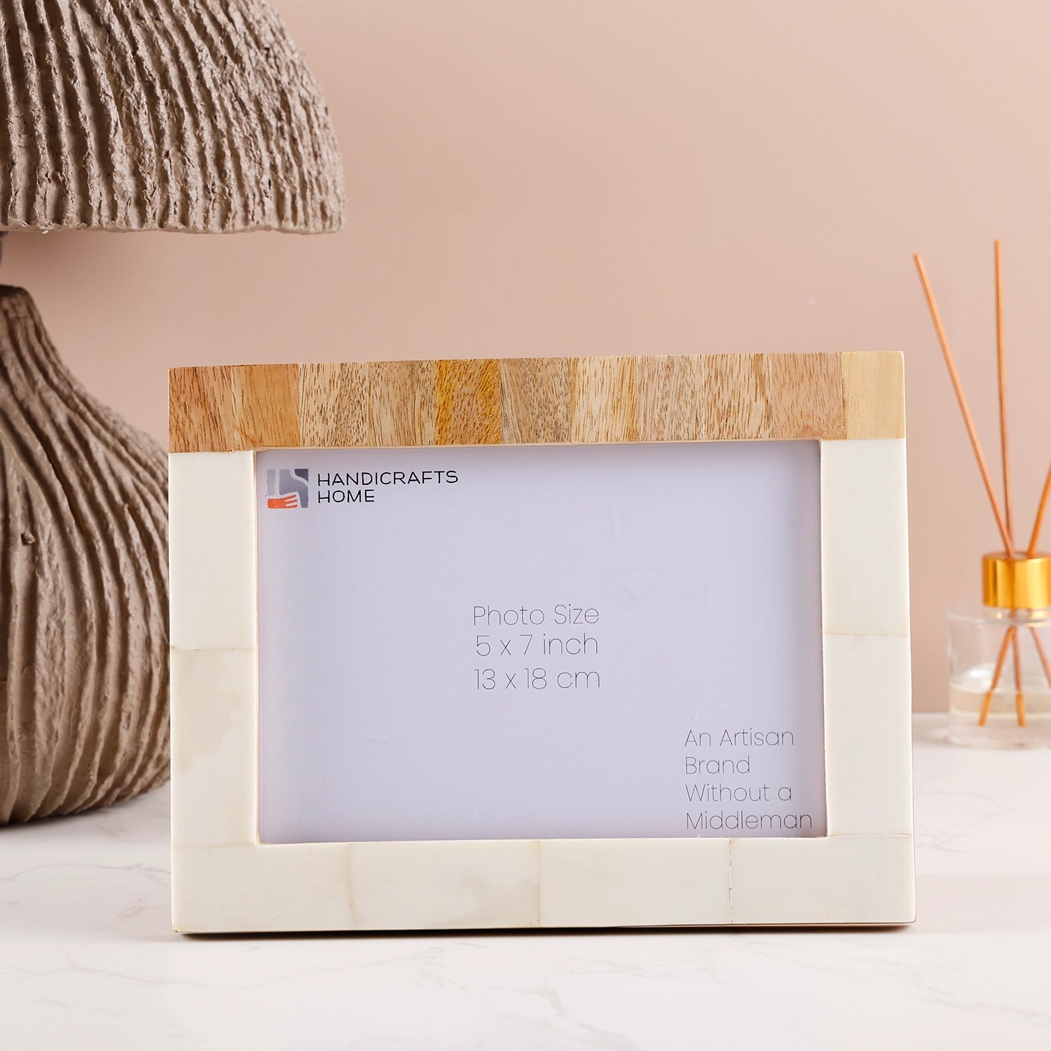 Picture Frame Coastal Classic Collection Bone Inlay & Wood White & Brown in 4x6 & 5x7