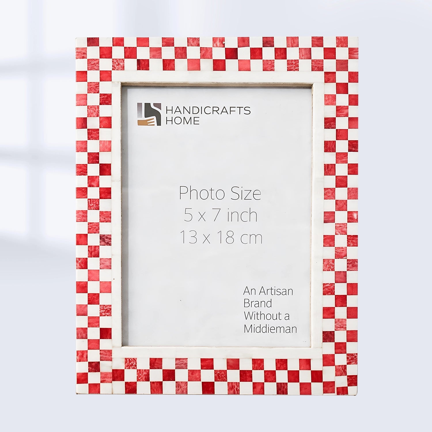 Red White Bone Inlay Checkered Picture Photo Frame , 5x7