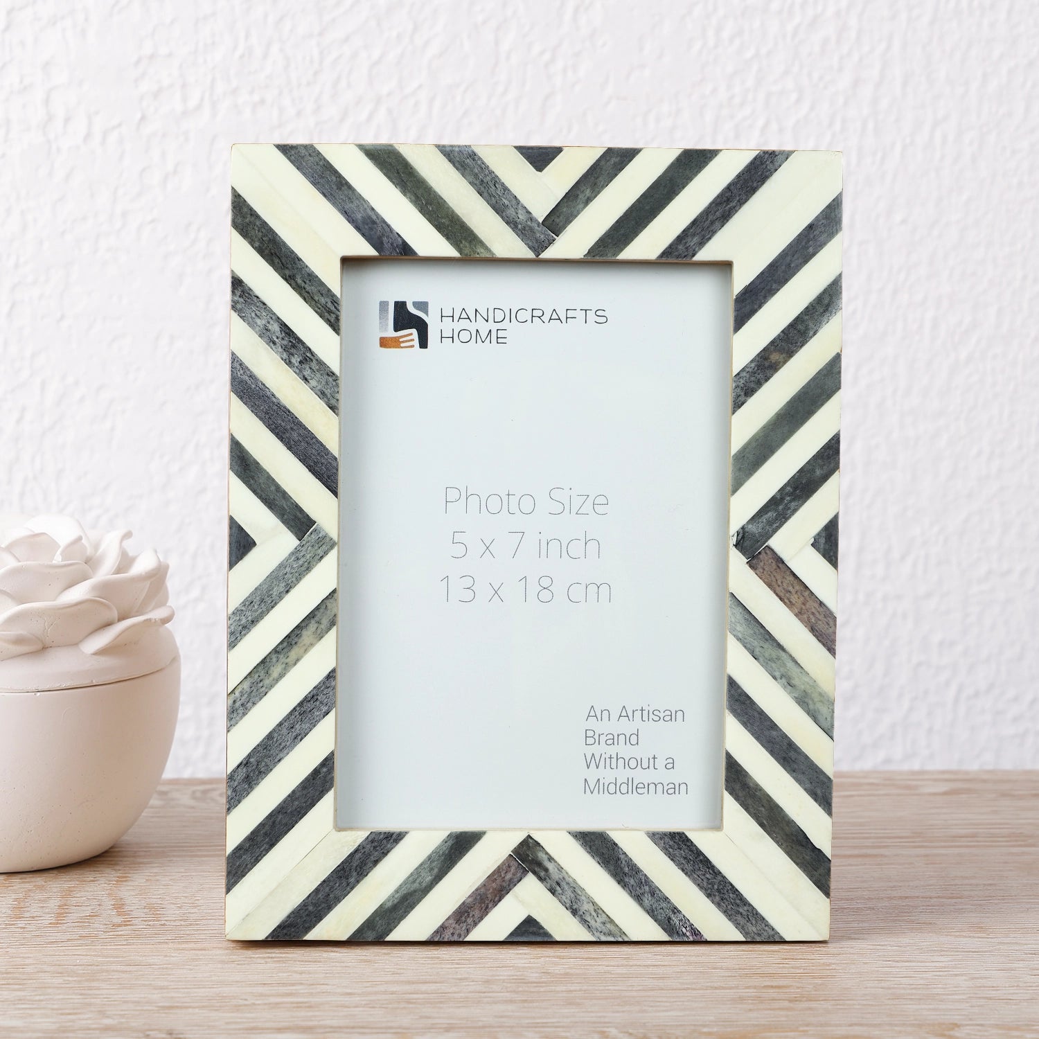 Chevron Bone Inlay Picture Frame 4x6 & 5x7, Grey