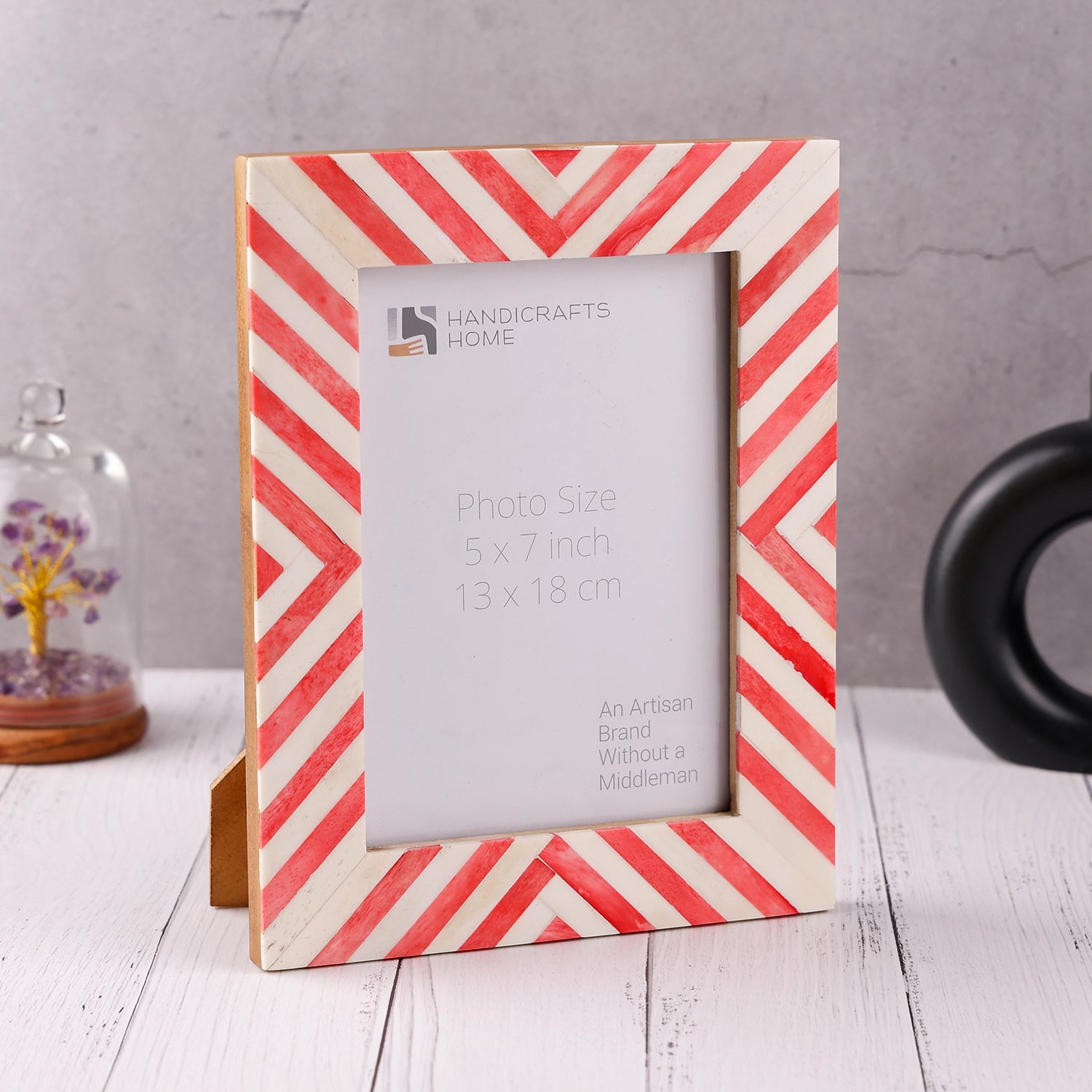 Chevron Bone Inlay Picture Frame 4x6 & 5x7, Red