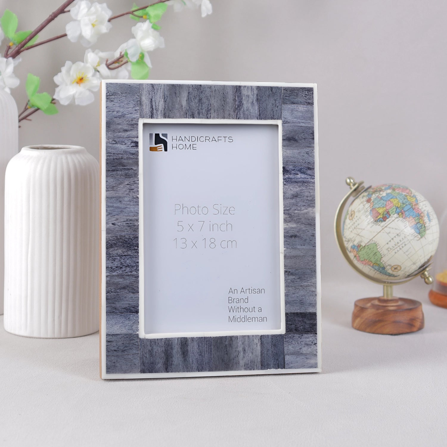 Mosaic Bone Inlay Picture Frame Grey - in 4x6 & 5x7