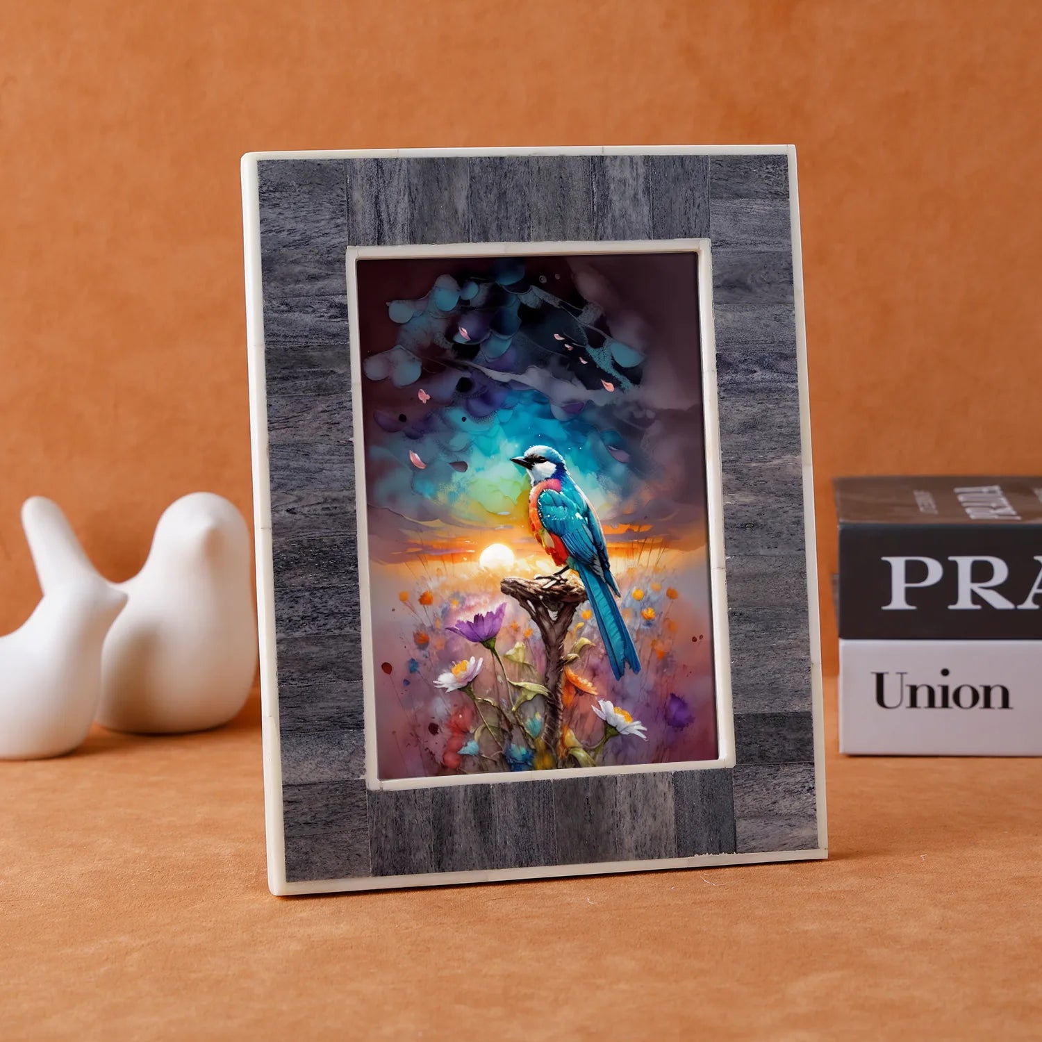 Mosaic Bone Inlay Picture Frame Grey - in 4x6 & 5x7