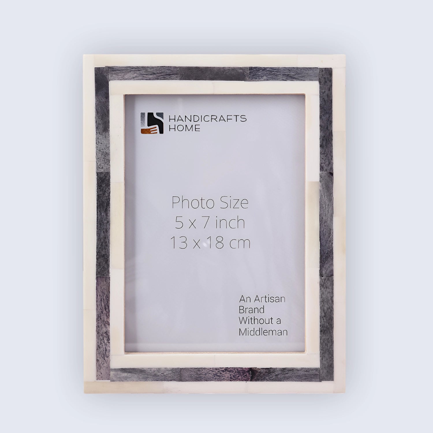 Handmade Bone Inlay White & Grey Picture Frame - 4x6 & 5x7