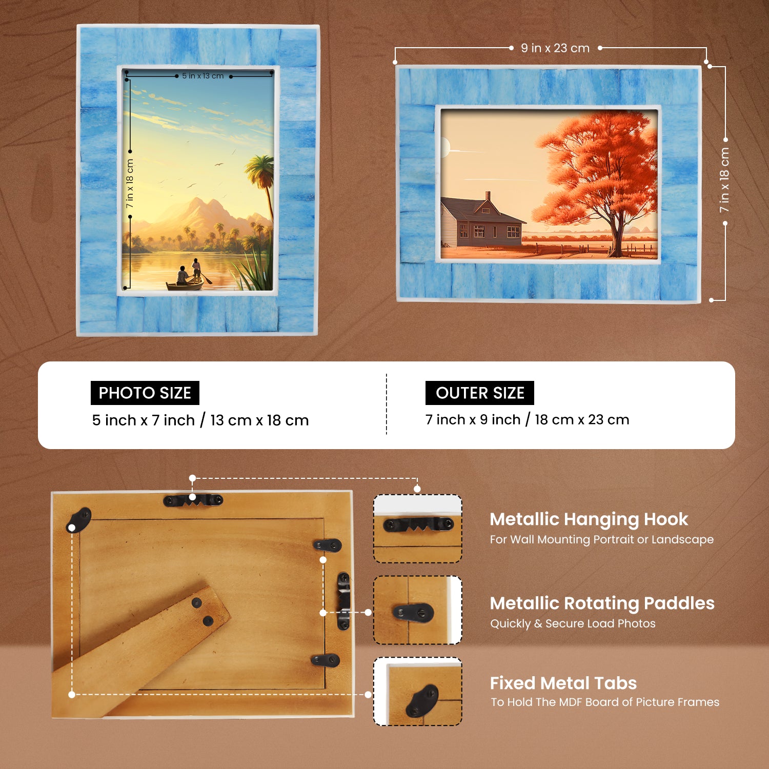 Mosaic Bone Inlay Picture Frame Turquoise - in 4x6 & 5x7