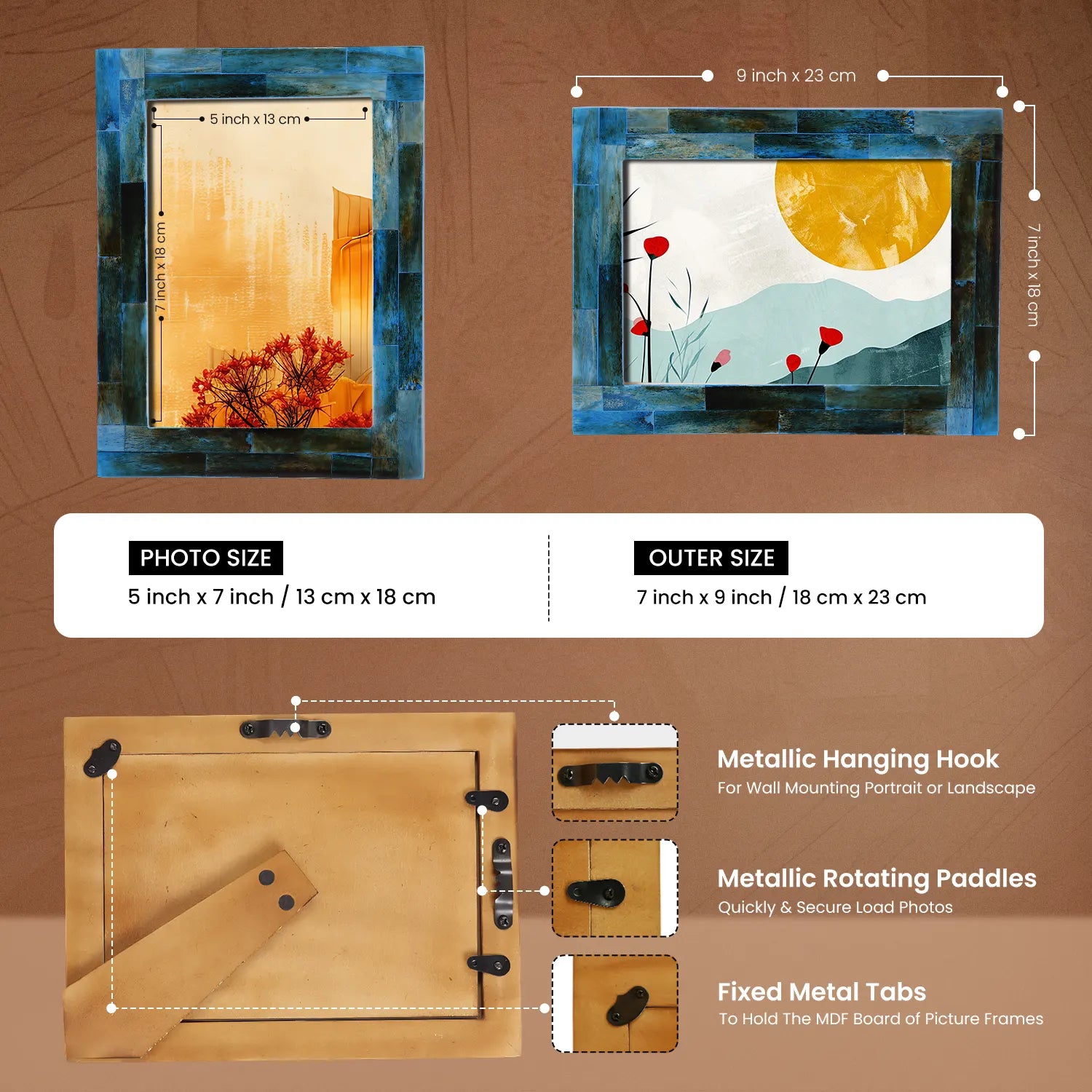 Picture Frames Classic Collection Bone Inlay in 5x7, Verdigris
