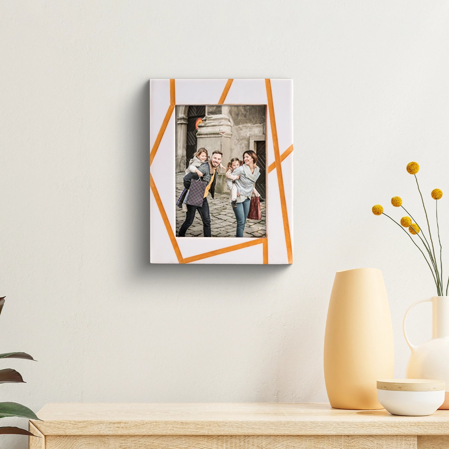 Resin Inlay Picture frame for Holiday Decor & Gifting - White , 4x6, 5x7