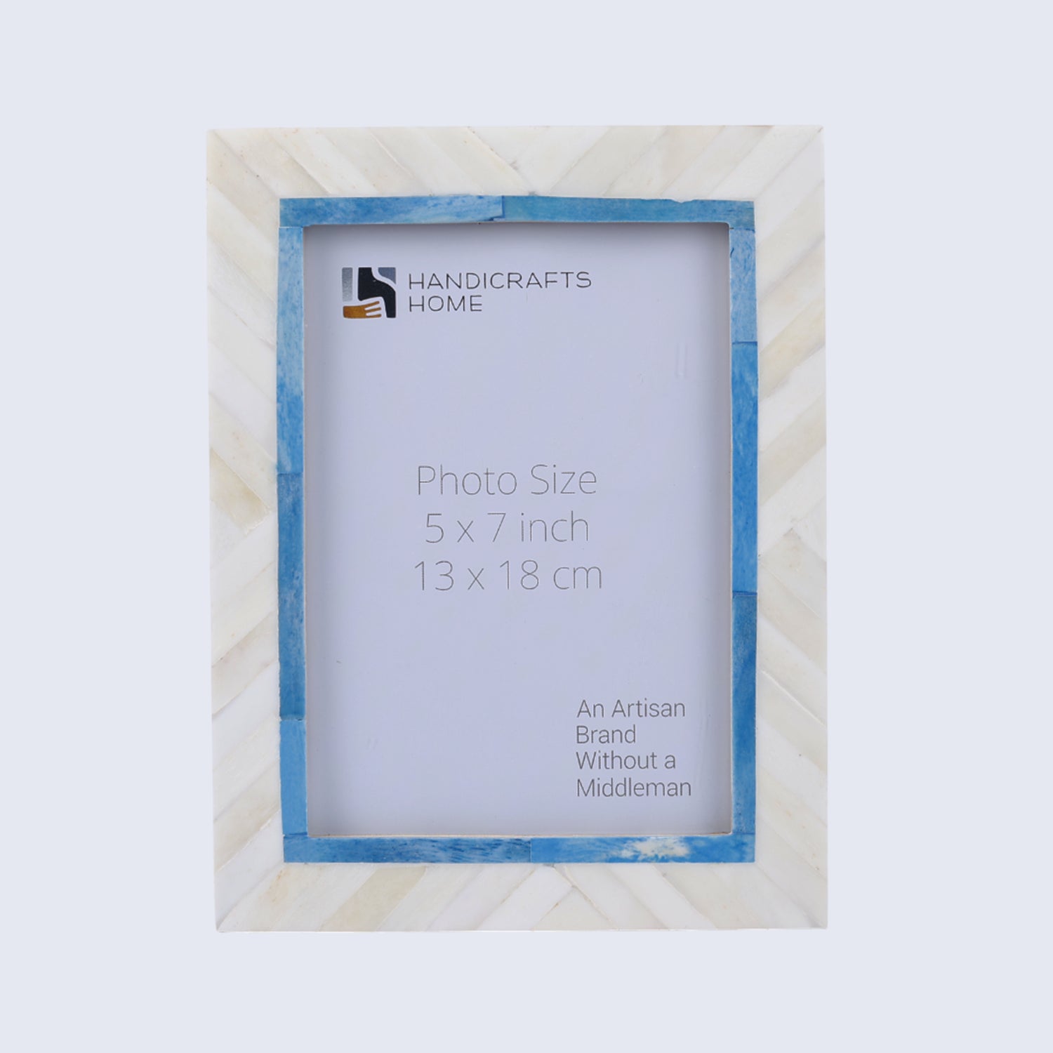 Coastal Chevron Blue & White Picture Frame - Bone Inlay in 4x6 & 5x7