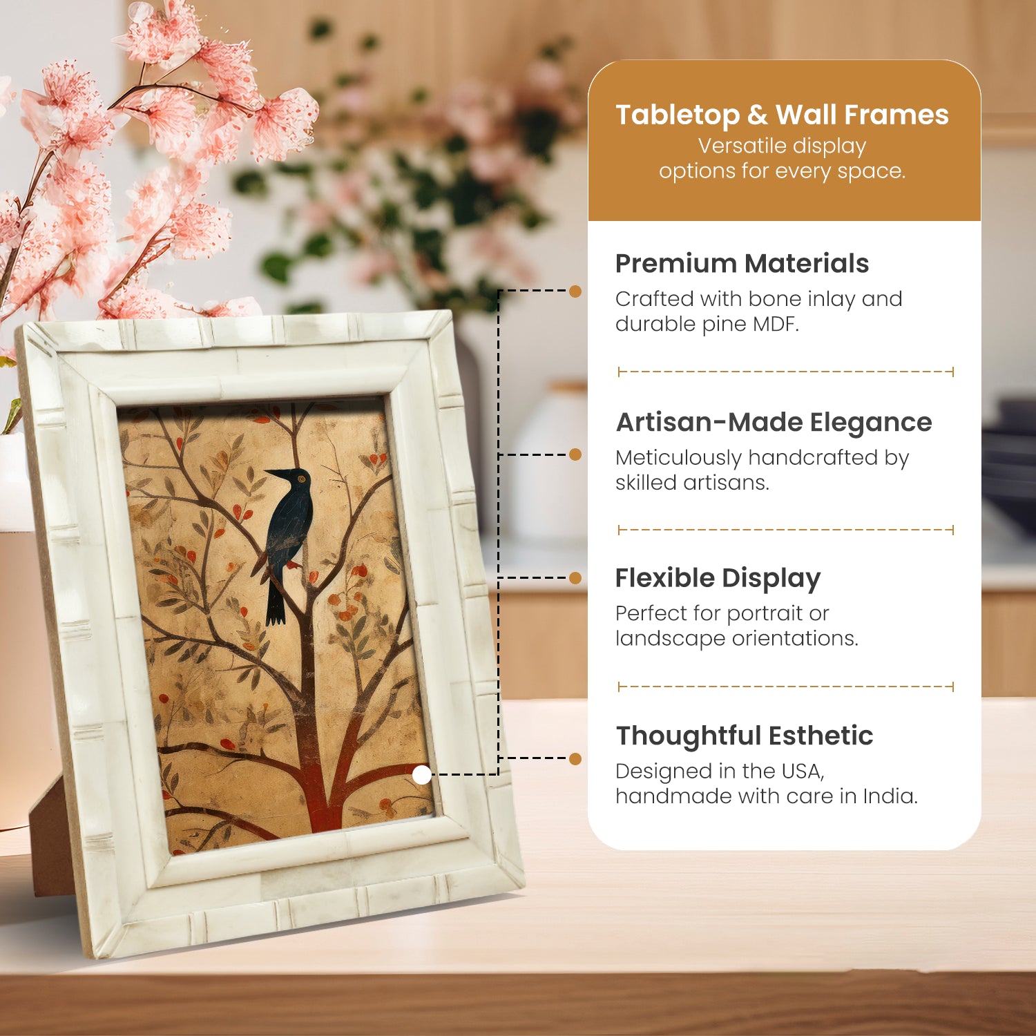 Picture Frame Linear Collection Bone Inlay White – 4x6 & 5x7"