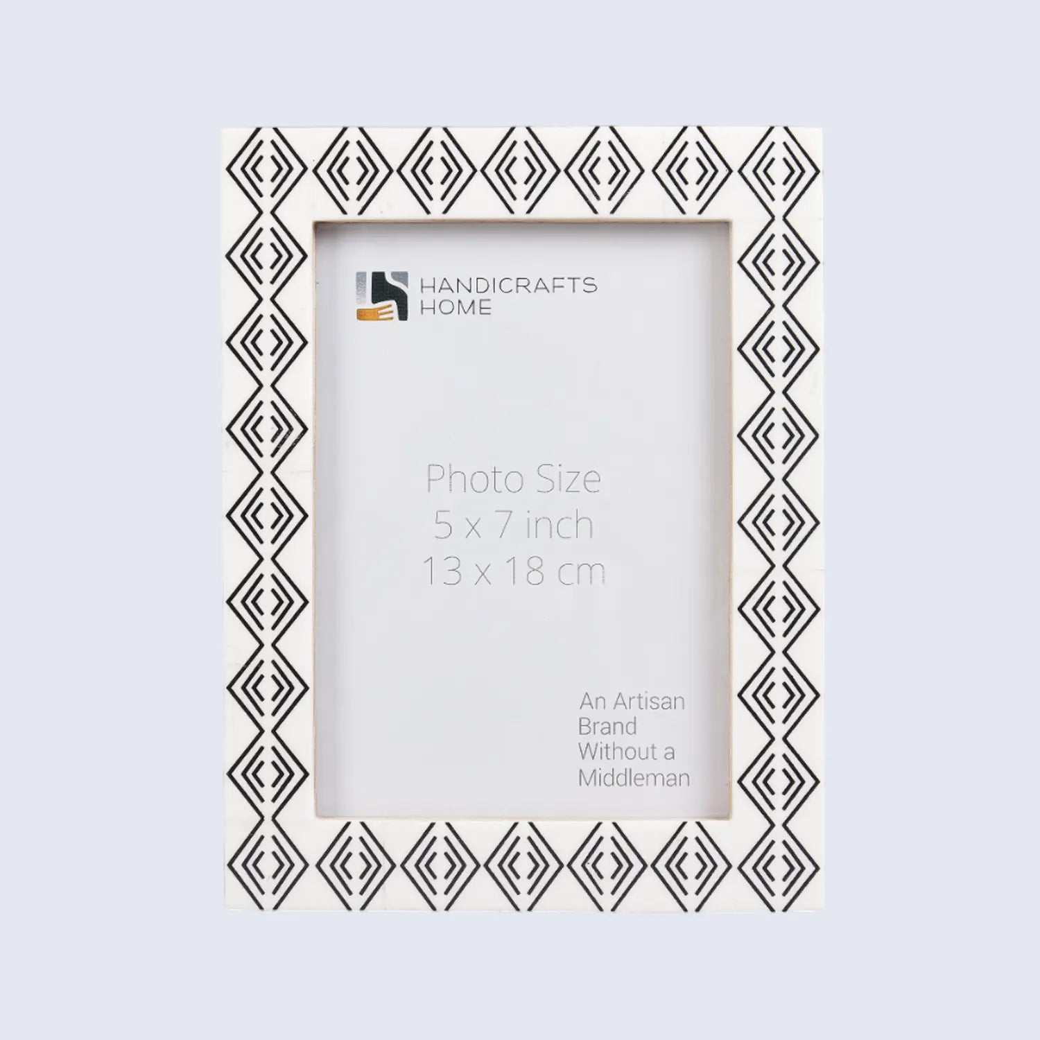 Resin inlay Tribal Geometry Pattern Black & White Picture Frame