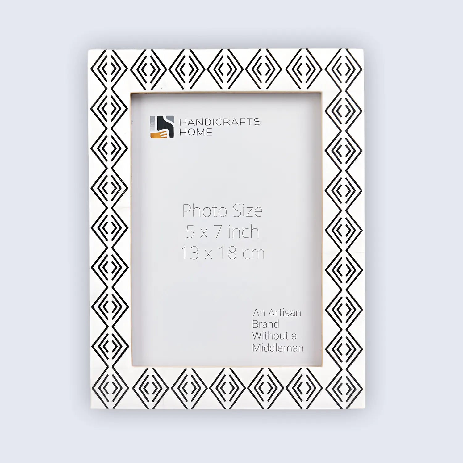 Resin inlay Tribal Geometry Pattern Black & White Picture Frame