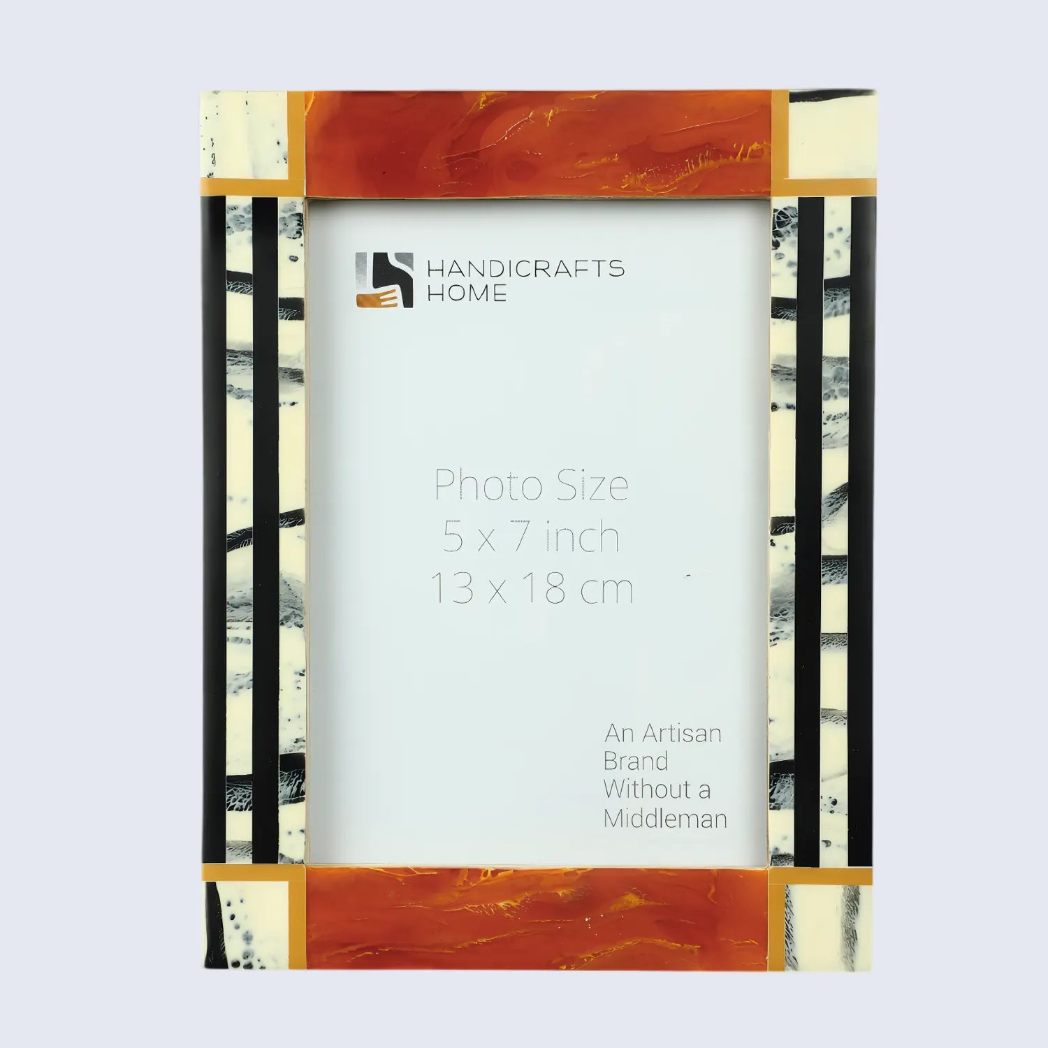 Orange Abstract Ink Resin Inlay Picture Frame in 4x6 & 5x7