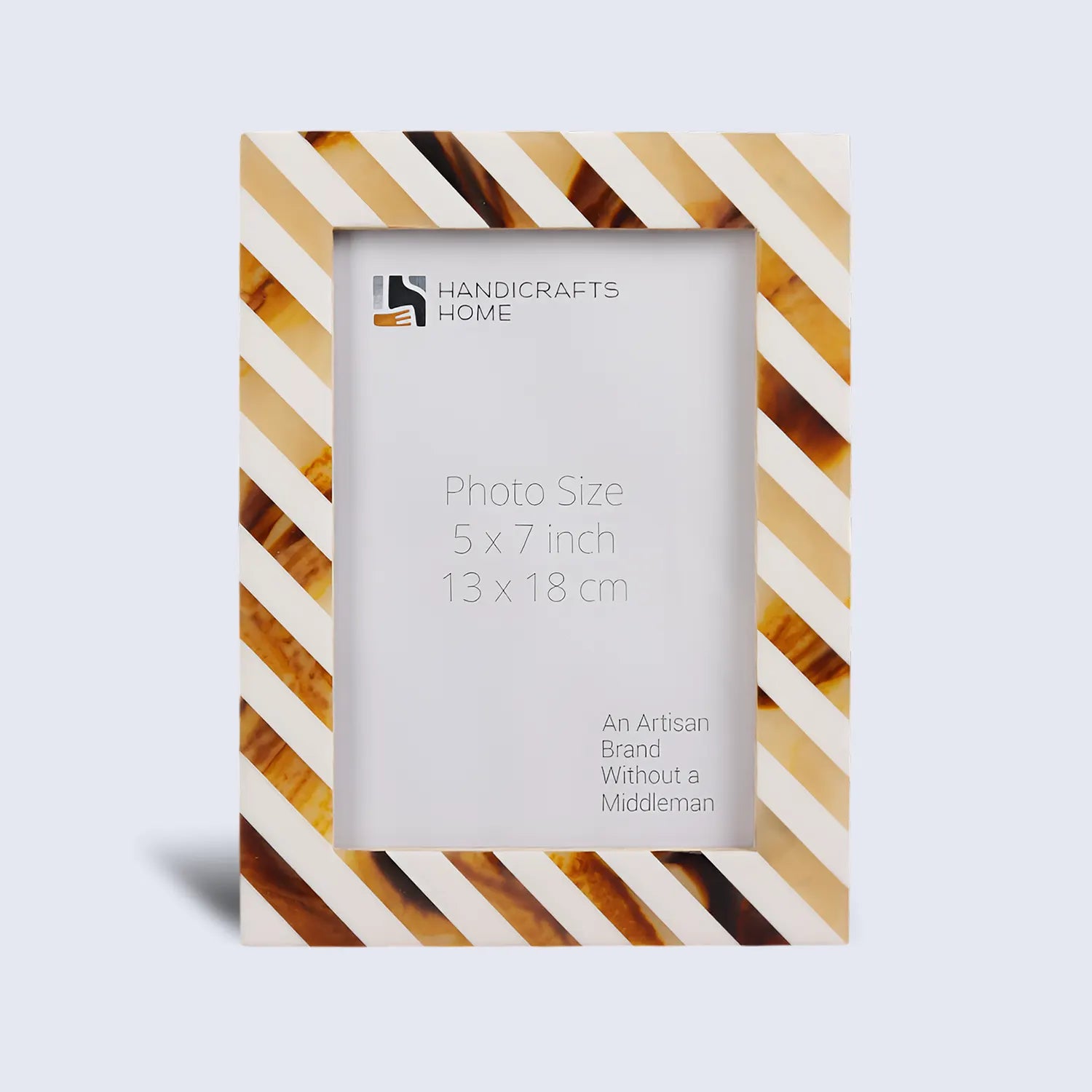 Bone & Resin Inlay Brown & White Striped Pattern Picture Frame