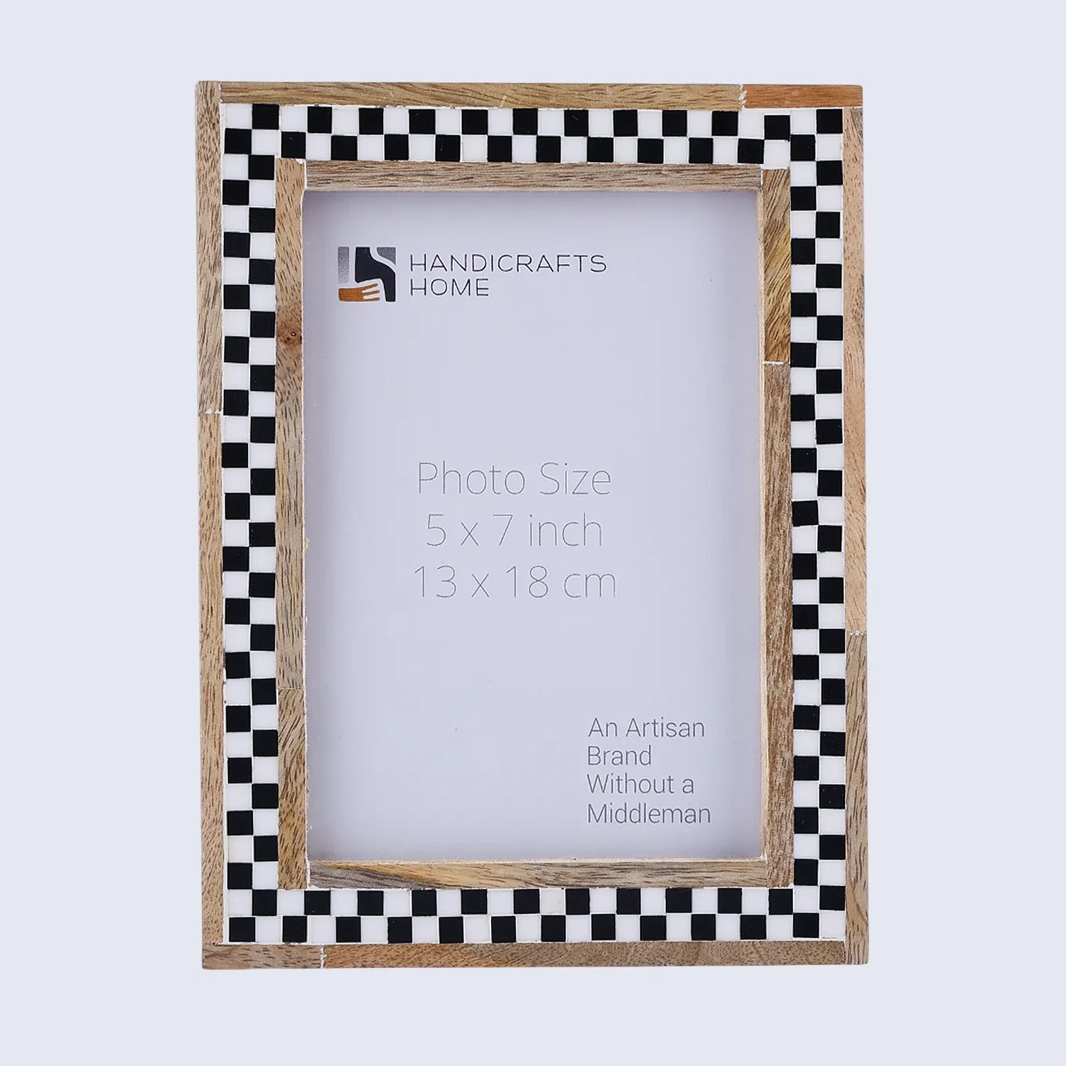 Chessboard Pattern Bone Inlay & Wood Picture Frame - 4x6 & 5x7