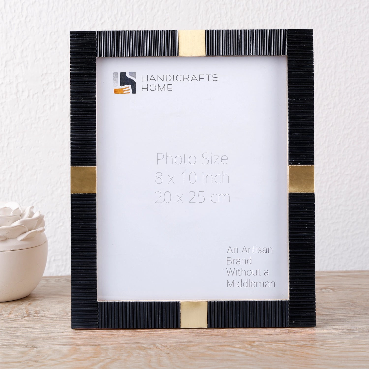 Resin Inlay Deco Black & Gold Picture Frame For Desk & Wall - 3 Sizes