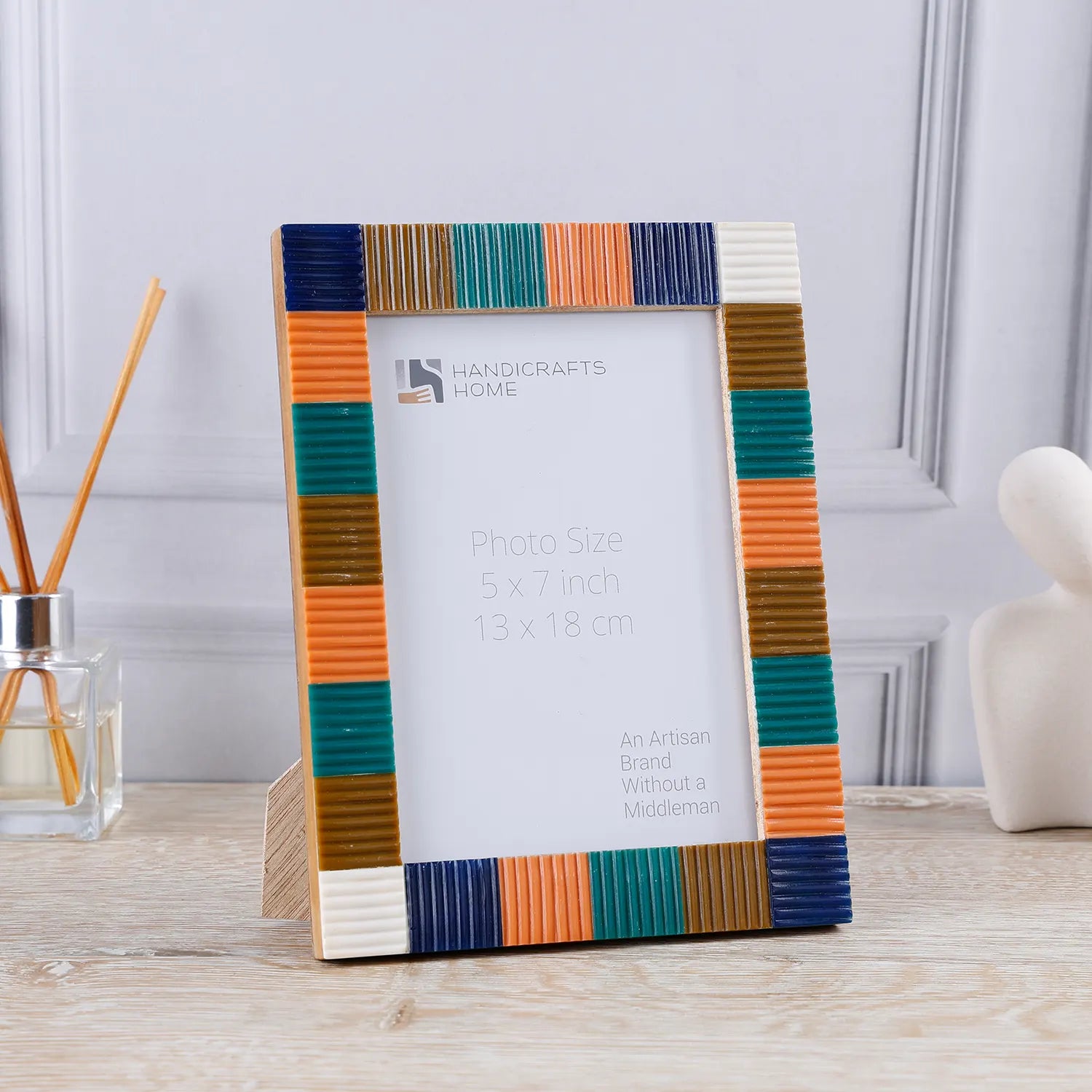 Ribbed Tile Multicolor Resin Inlay Photo Frame – in 4x6” & 5x7”