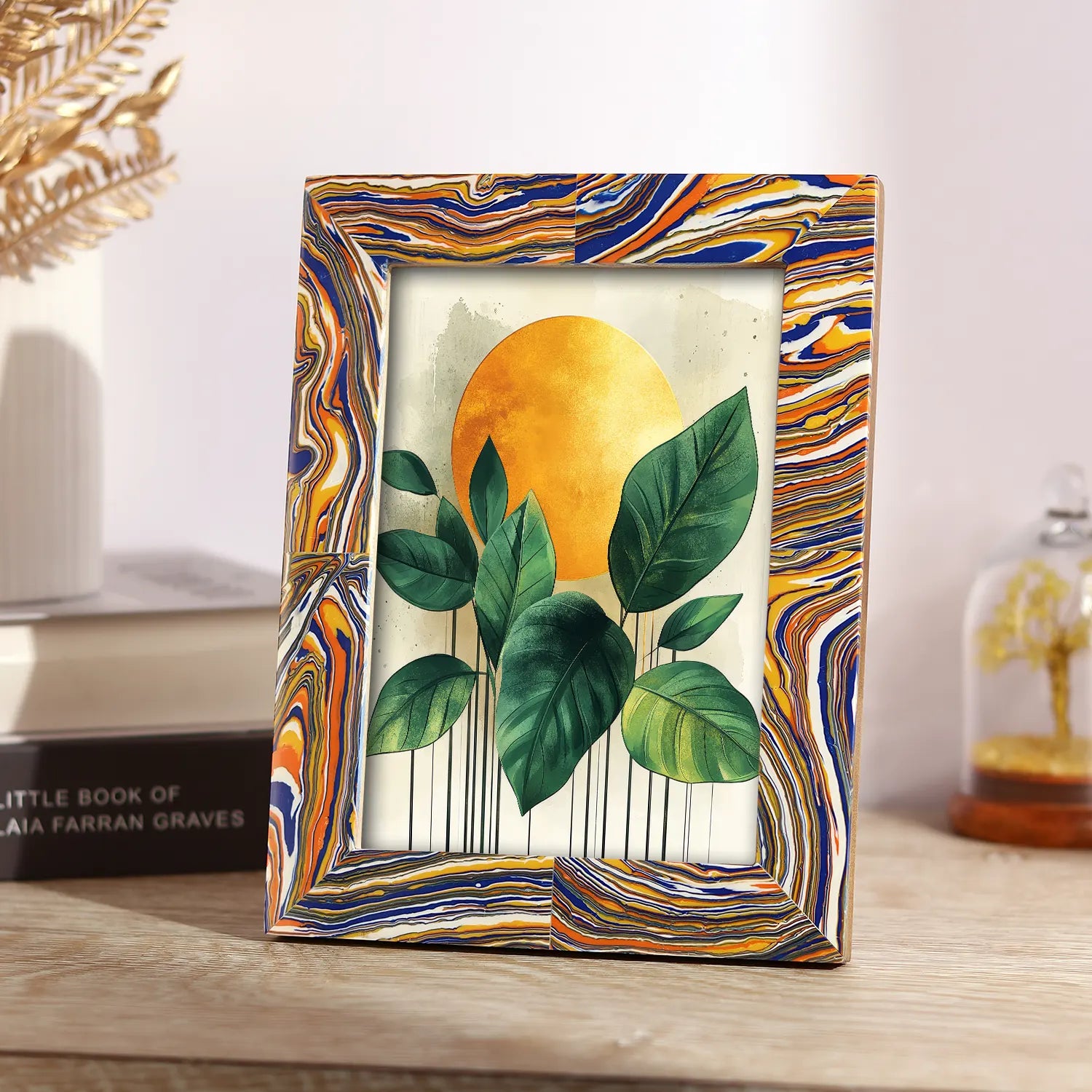 Colorful Paint Splatter Pattern 5x7 Resin Inlay Picture Frame