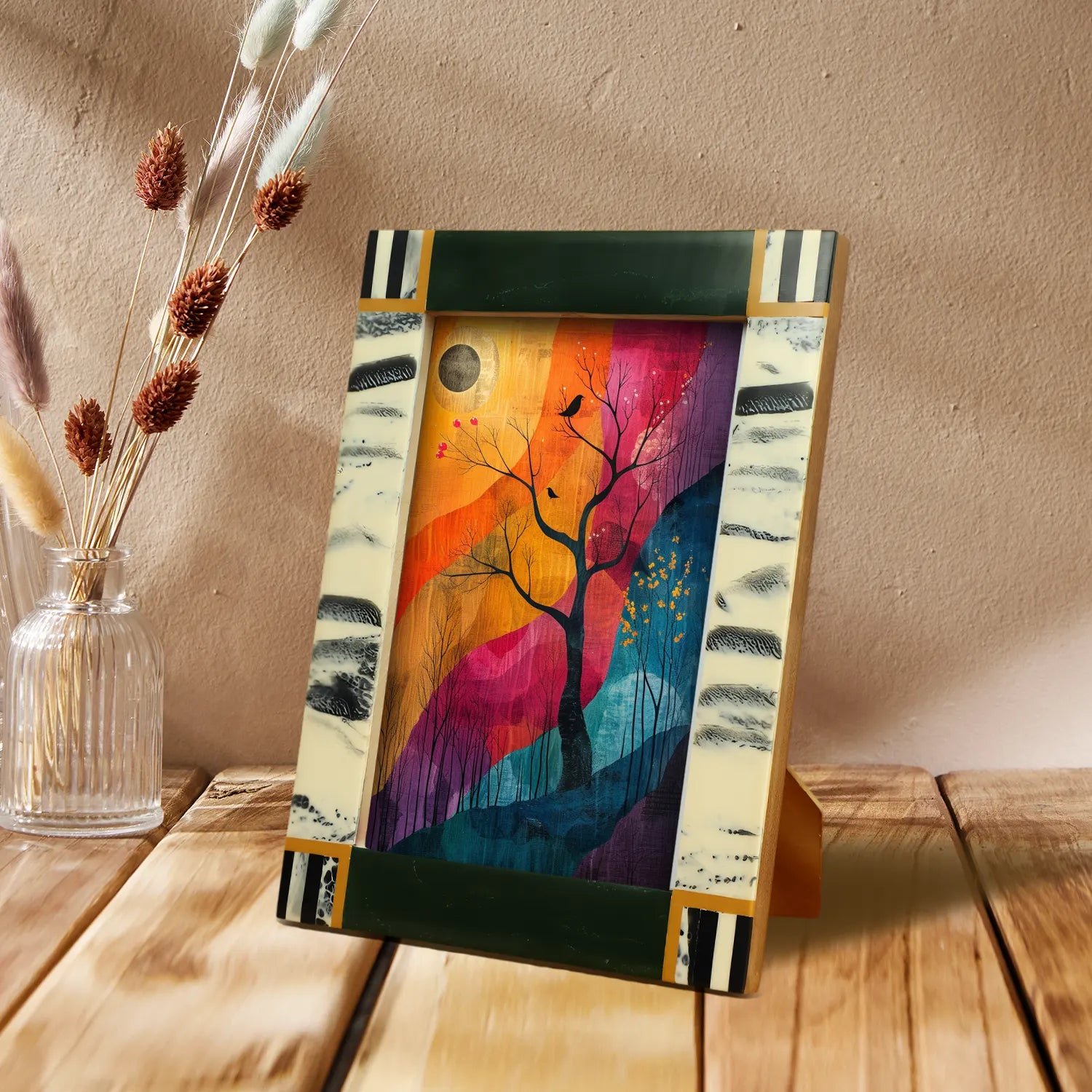 Sea Green Abstract Ink Resin Inlay Picture Frame in 4x6 & 5x7