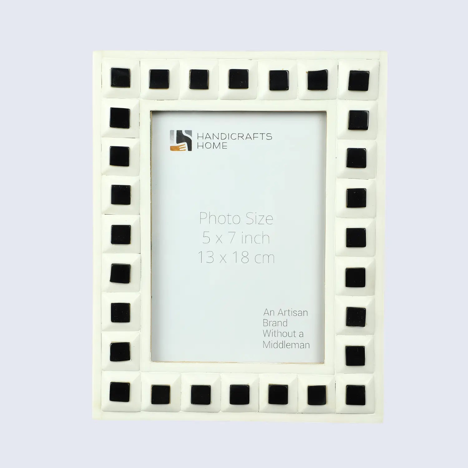 Black & White Square Resin Inlay Photo Frame - 5x7