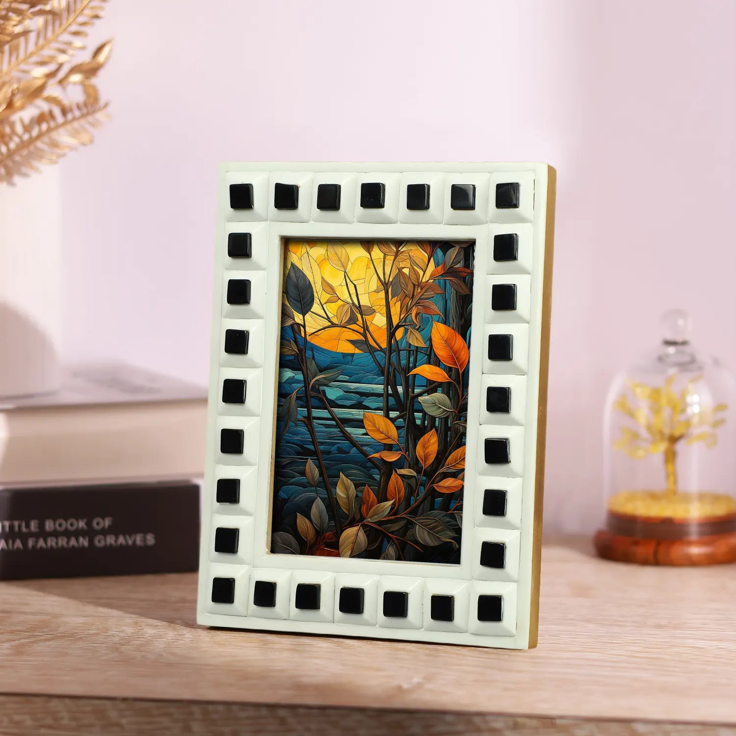 Black & White Square Resin Inlay Photo Frame - 5x7