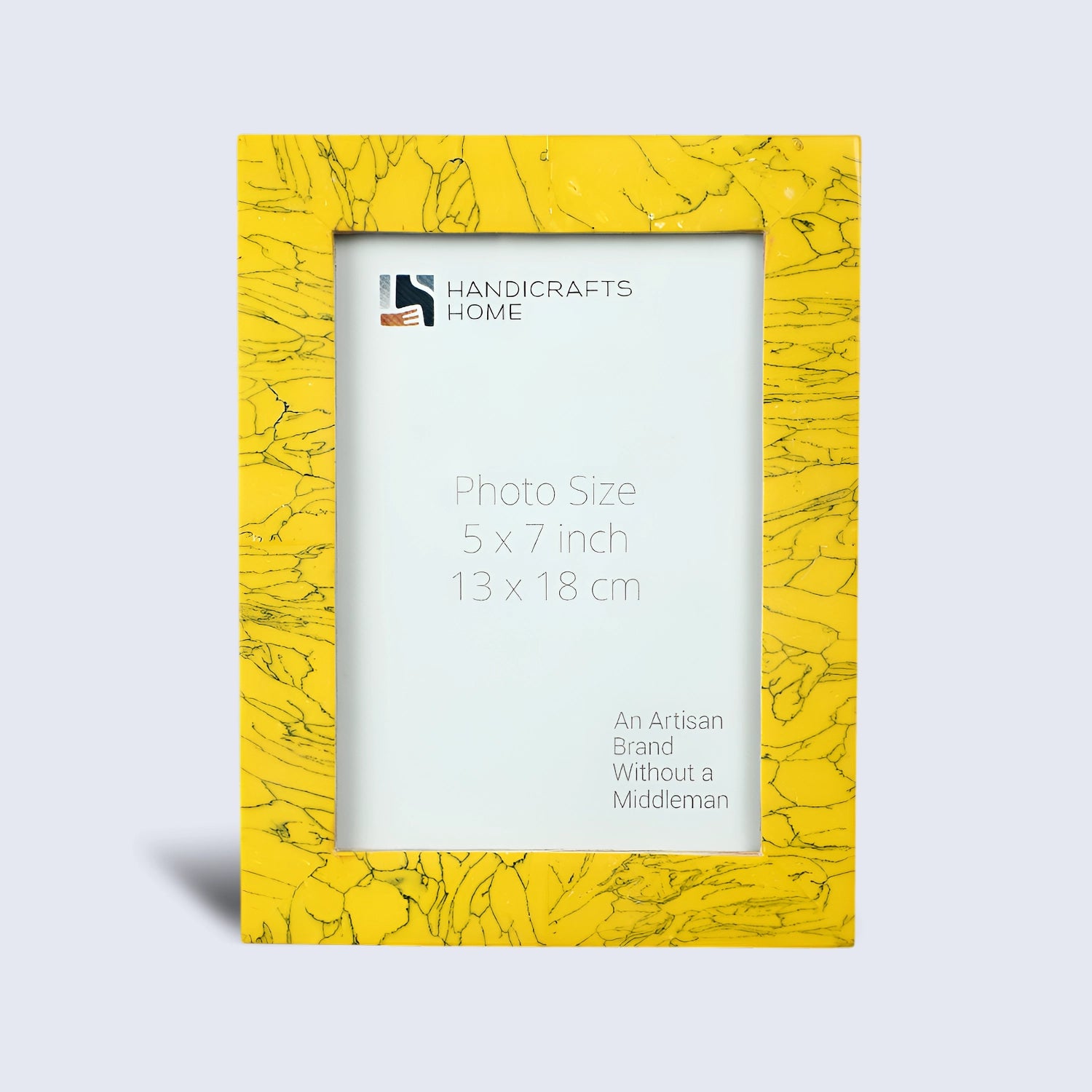 Resin Inlay Handmade Yellow Picture Frame for Wall & Tabletop - 5x7