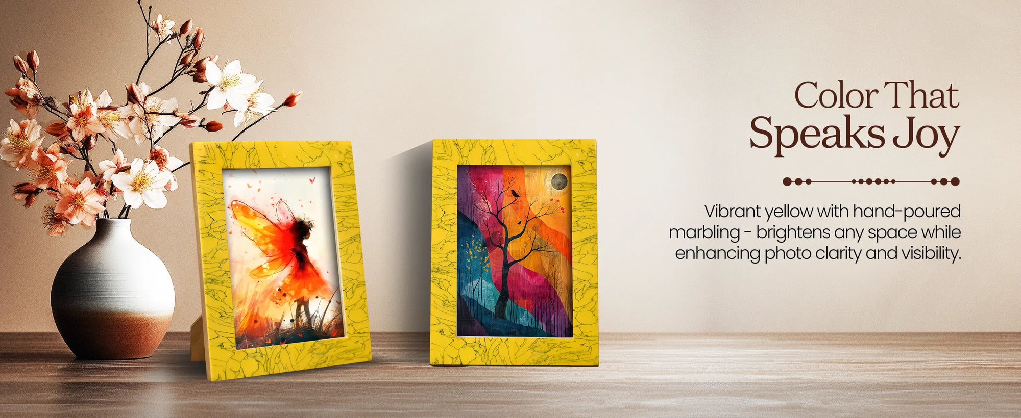 Picture Frames Handmade Yellow Collection Resin Inlay Yellow 5x7