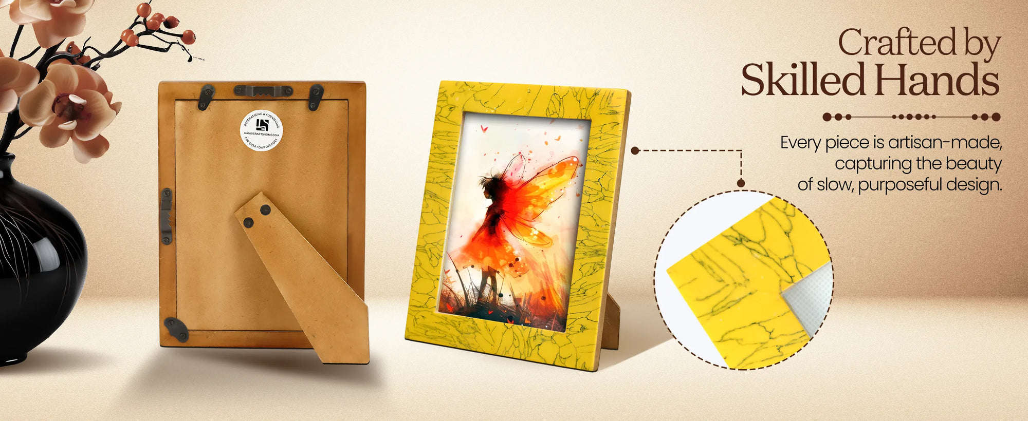 Picture Frames Handmade Yellow Collection Resin Inlay Yellow 5x7