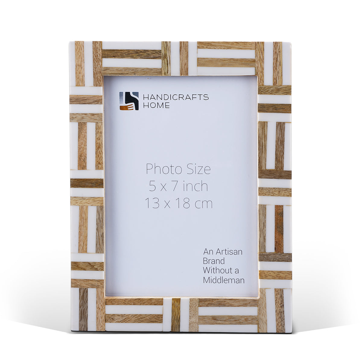 Handmade Picture Frame Marquet Grid Collection Resin & Wood Inlay – 4x6, 5x7, for tabletop or wall display