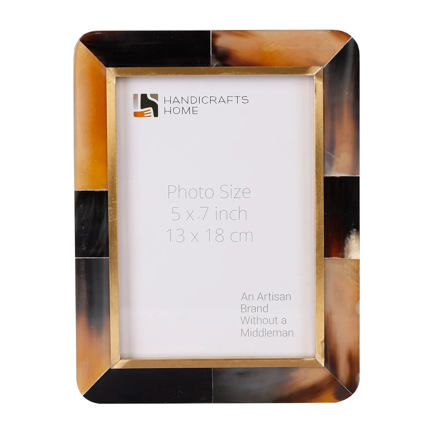 Horn & Brass Inlay Picture Frame | Classic Block Design