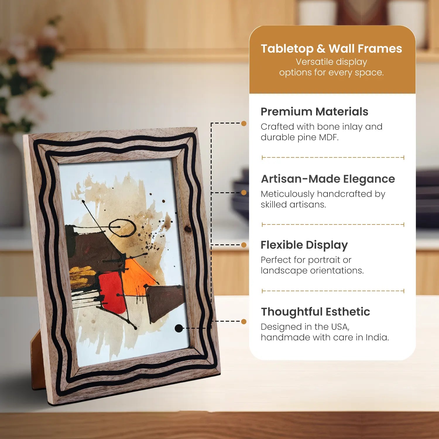 Flow Edge Handmade Wood & Resin Inlay Picture frame for Holiday Decor & Gifting - 4x6, 5x7