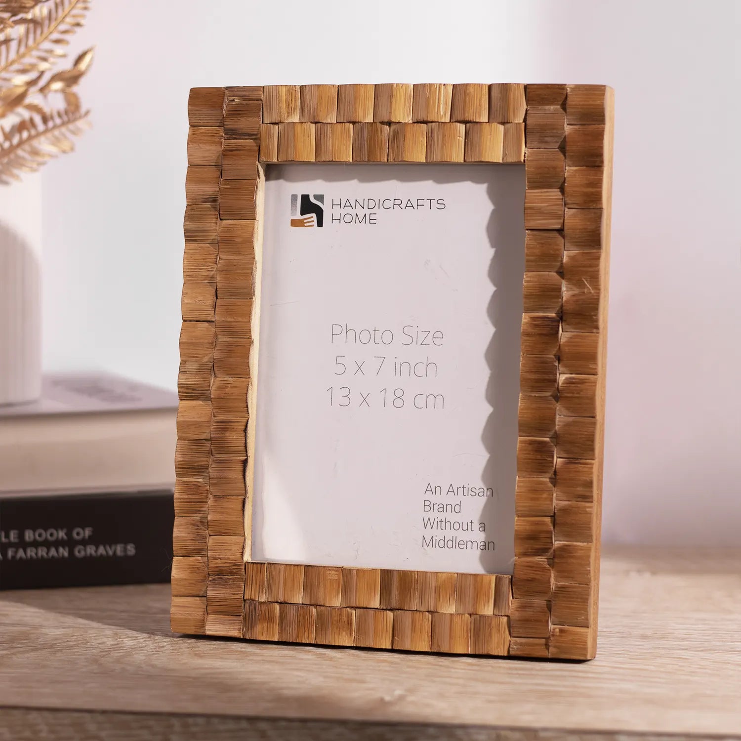Picture Frame Bamboo Tile Wood Handmade 5x7 - Brown