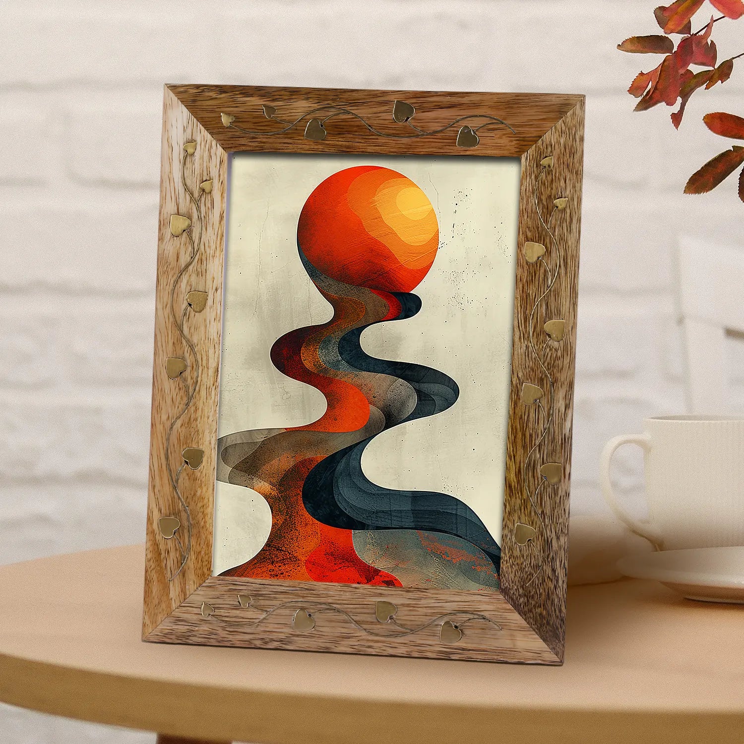 Picture Frame Liana Collection Brass & Wood Inlay Brown – 4x6 & 5x7"