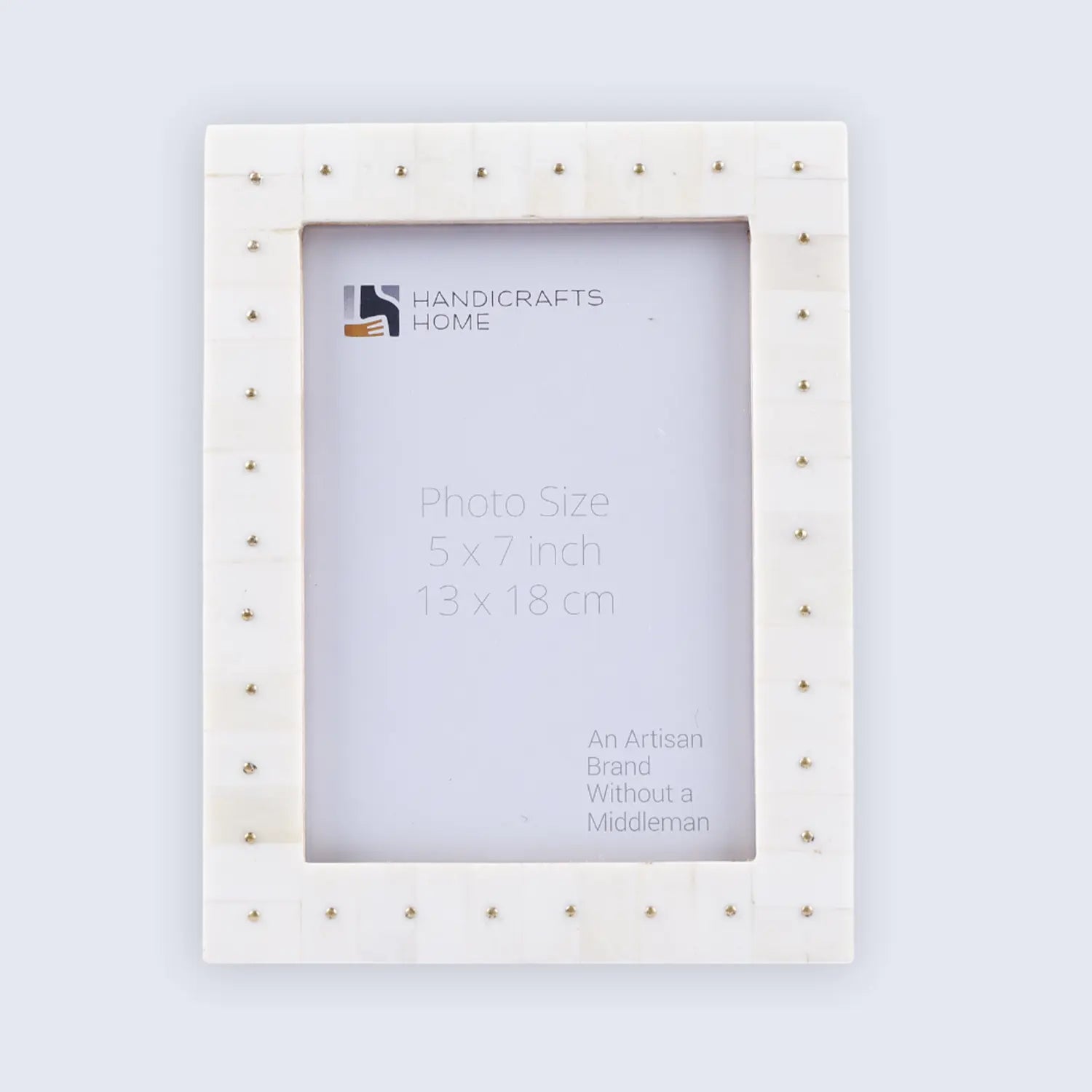 Bone & Brass Picture Frame – Handmade Noor Stud Pattern (4x6 & 5x7)
