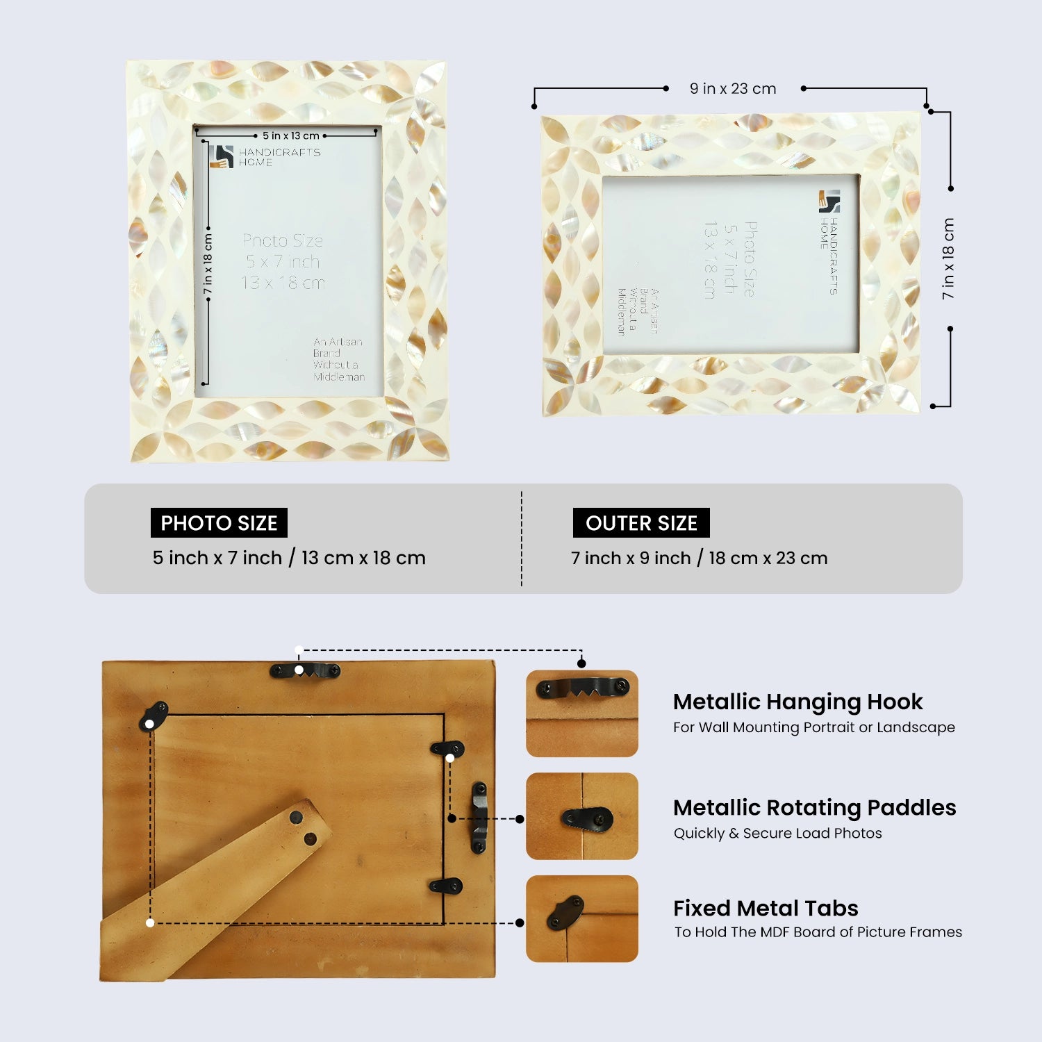 Mother of Pearl & Resin Inlay Avant Floral Picture Frame - White