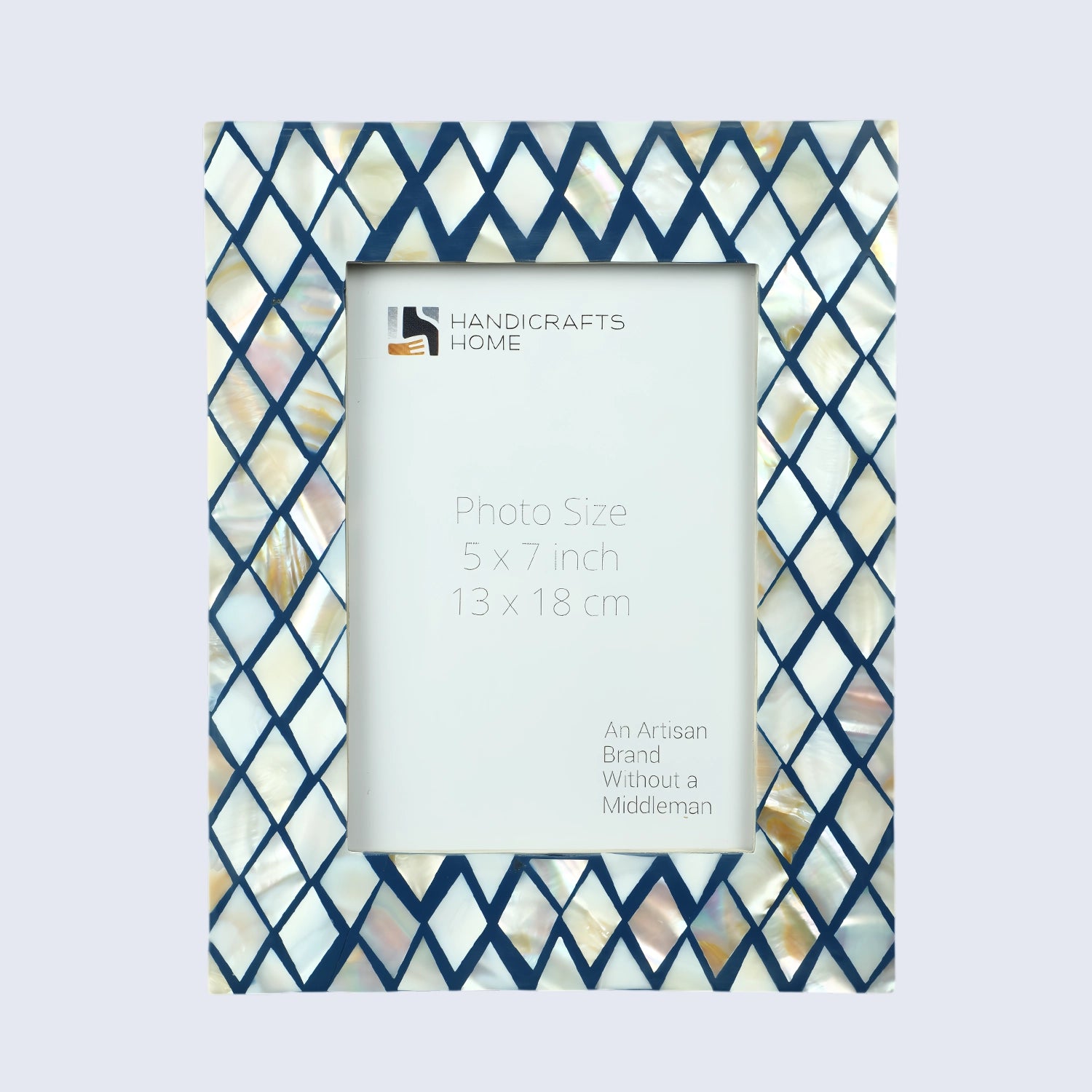 Navy & Pearl Mother of Pearl Diamond Photo Frame - 5x7