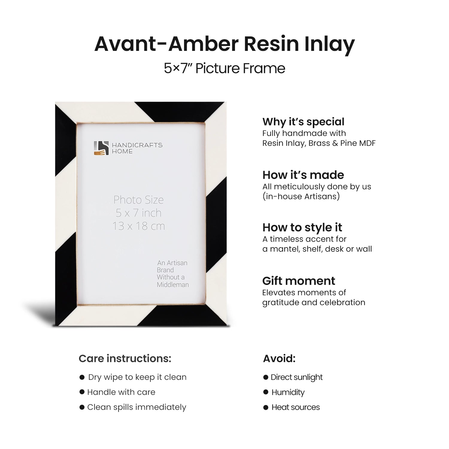 Picture Frames Artisan Bedazzle Pattern Resin Inlay Collection in 3 Sizes