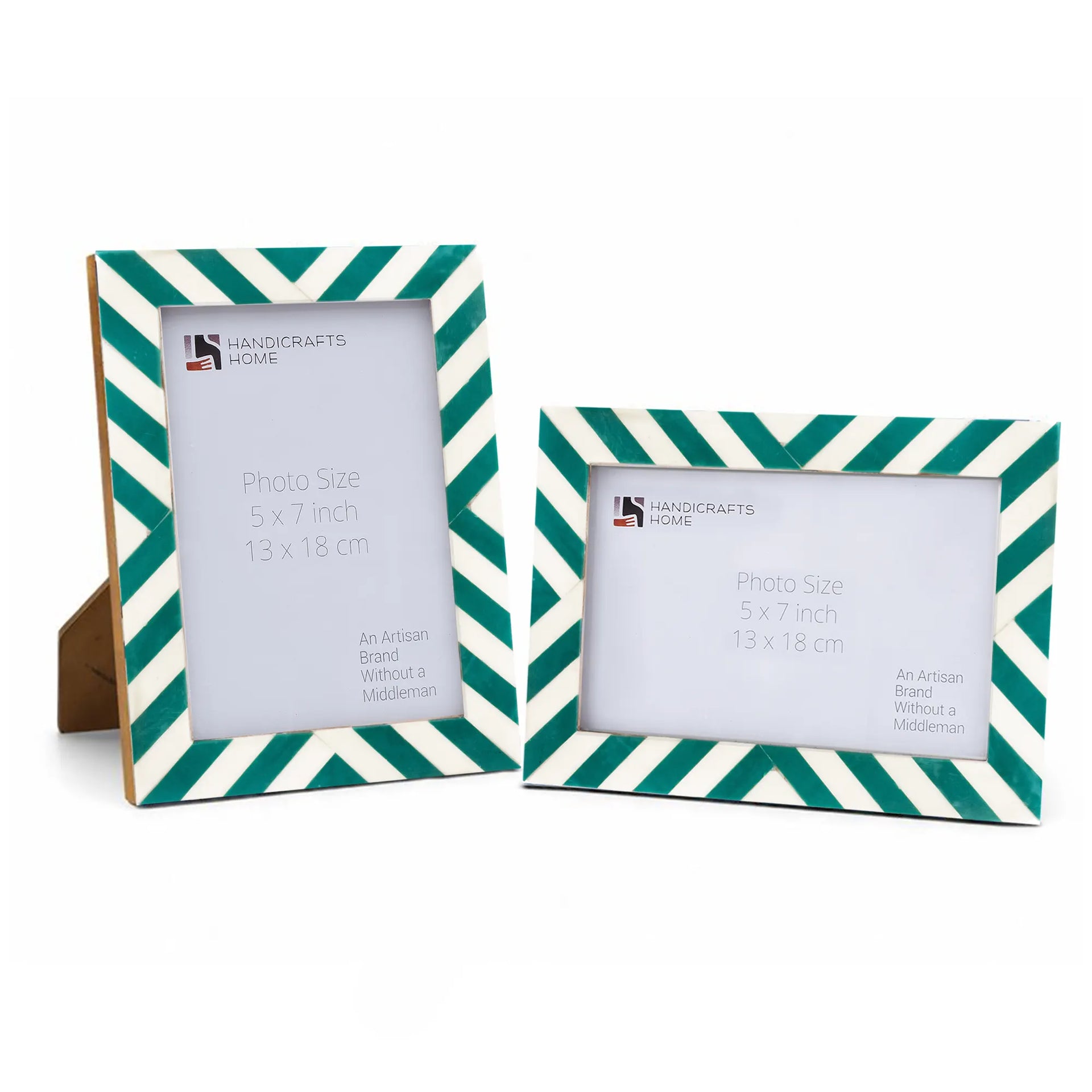 Candy Cane Mint Resin Inlay Picture Frame, Green - White, 3 Sizes (Set of 2)