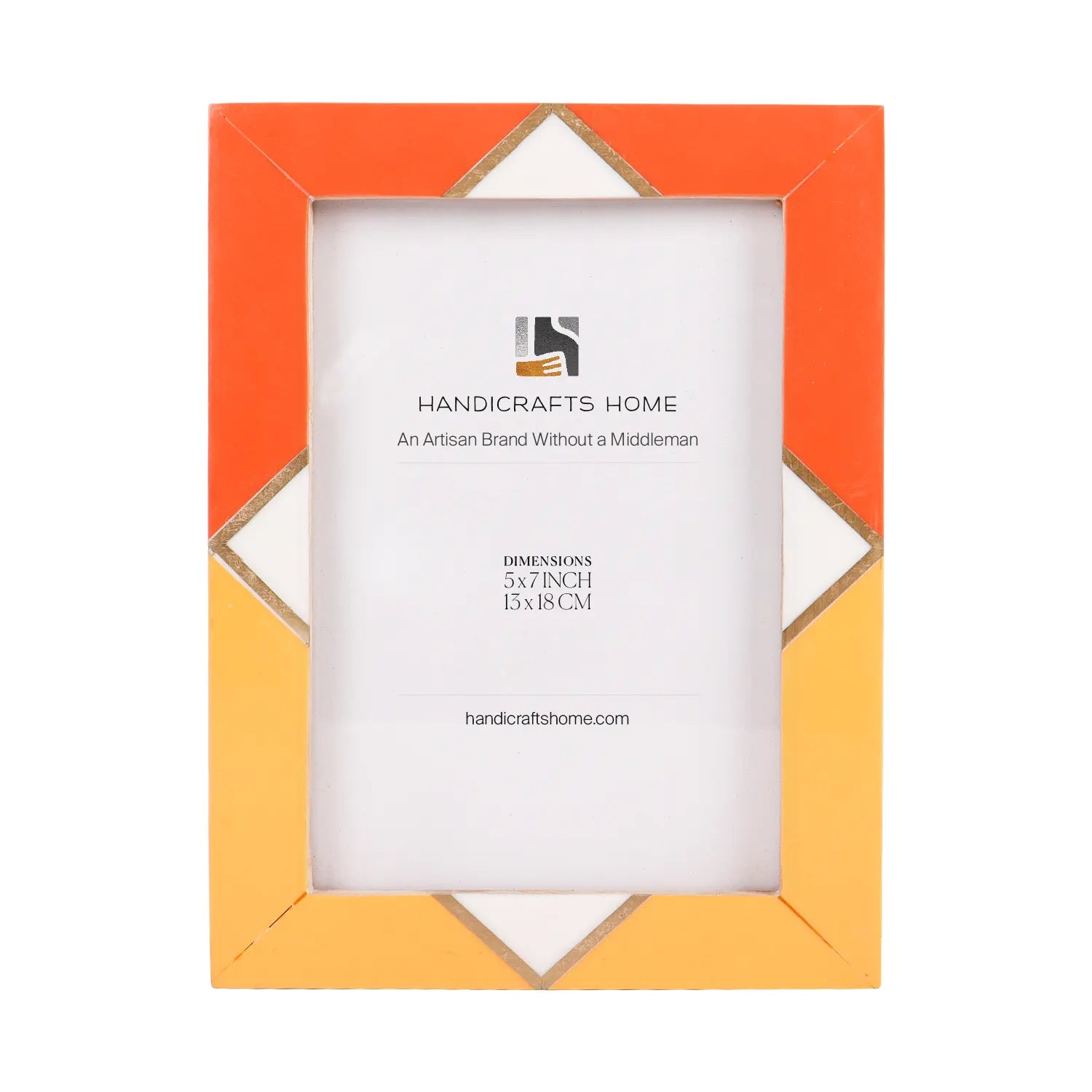 Picture Frame Menton Orange Pattern Collection Brass & Resin Inlay Orange – 3 Sizes