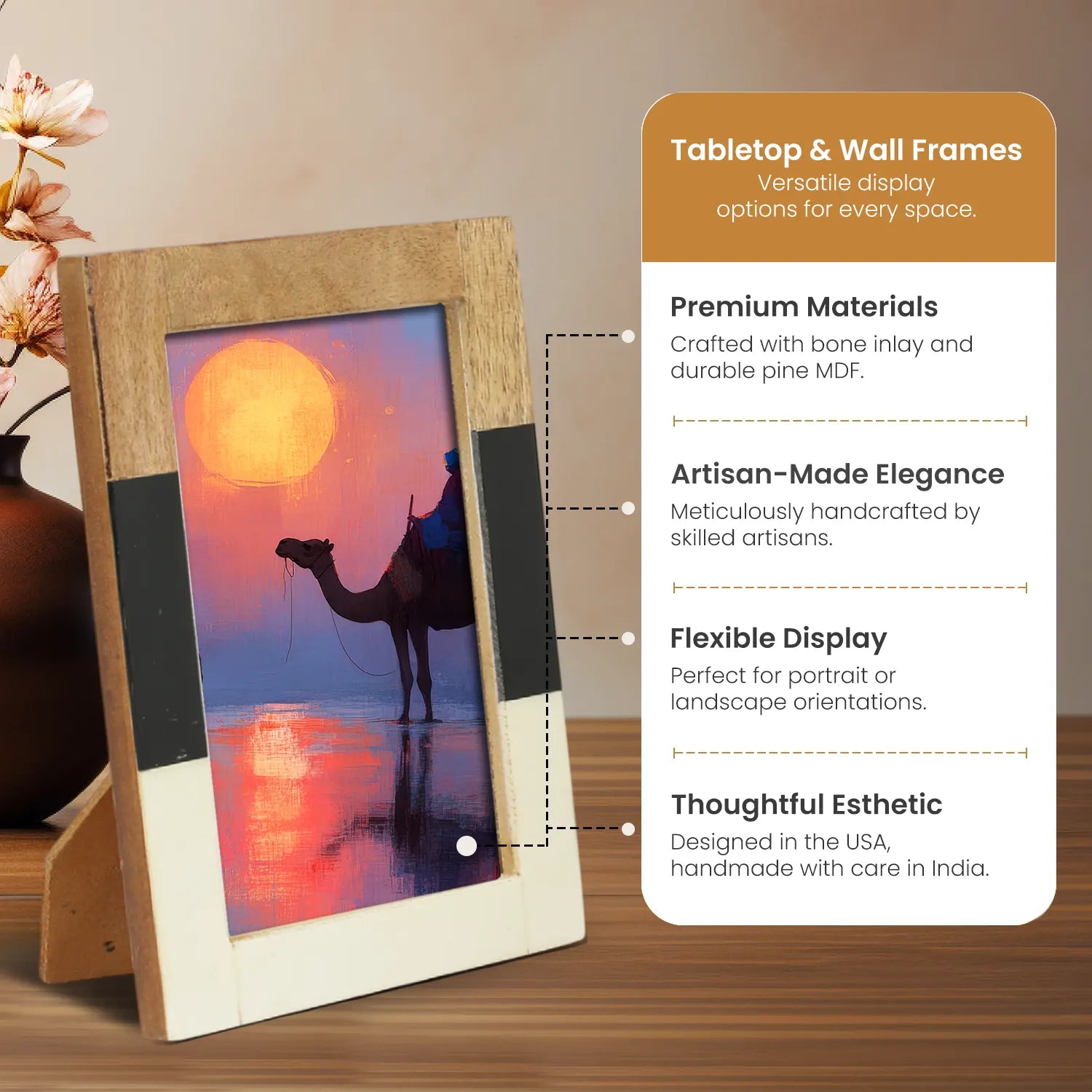 Picture Frames Mondrian Maple Pattern Resin Inlay Collection in 3 Sizes