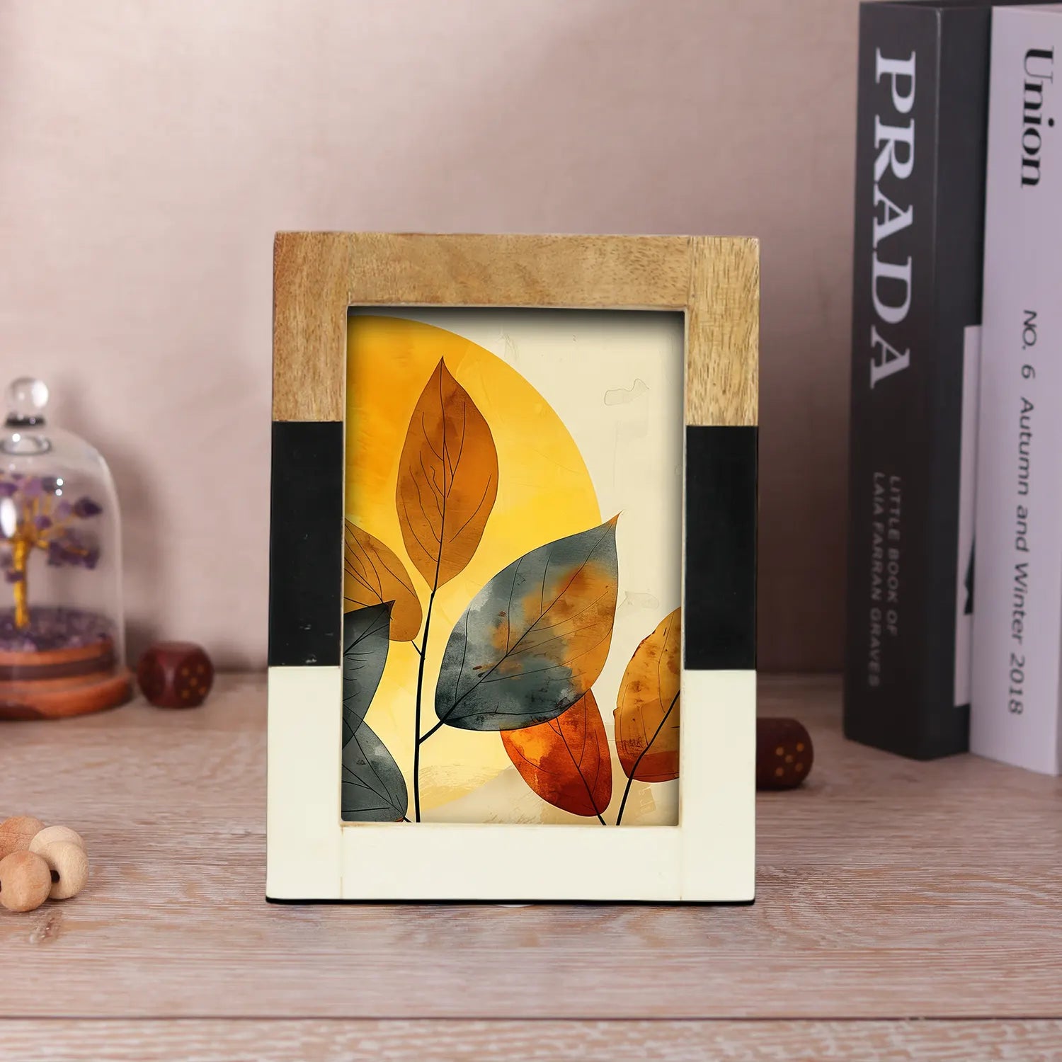 Picture Frames Mondrian Maple Pattern Wood & Resin Inlay Collection in 3 Sizes