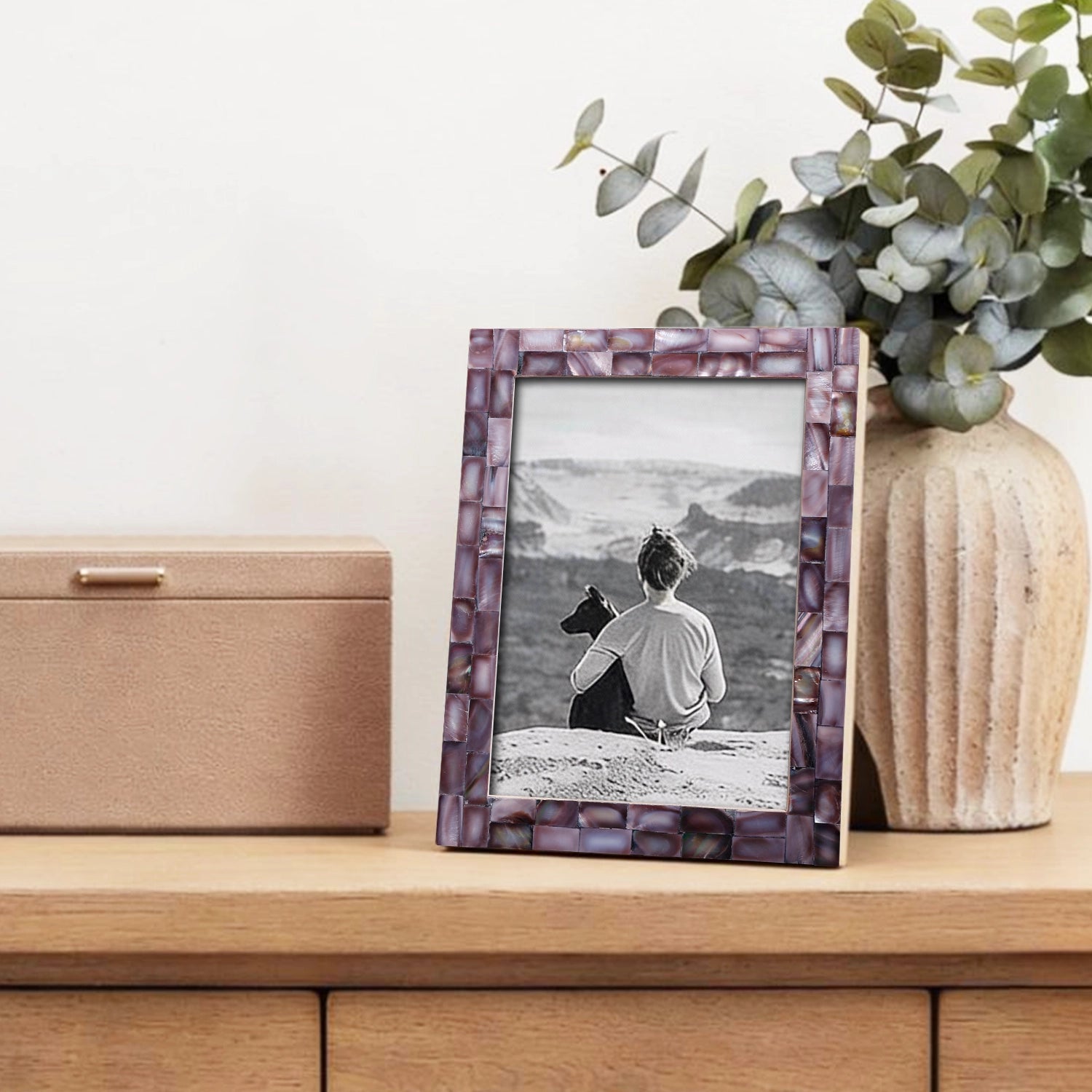 Picture Frames Mother of Pearl Collection in 3 Sizes, Grey