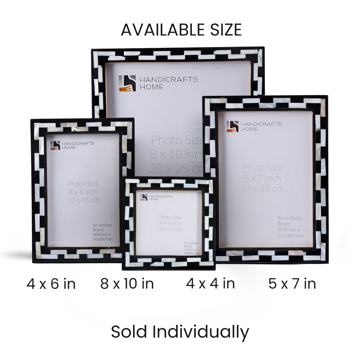 Picture Frames Pearlescent Tiptoe Collection Mother of Pearl & Resin Inlay, 3 Sizes