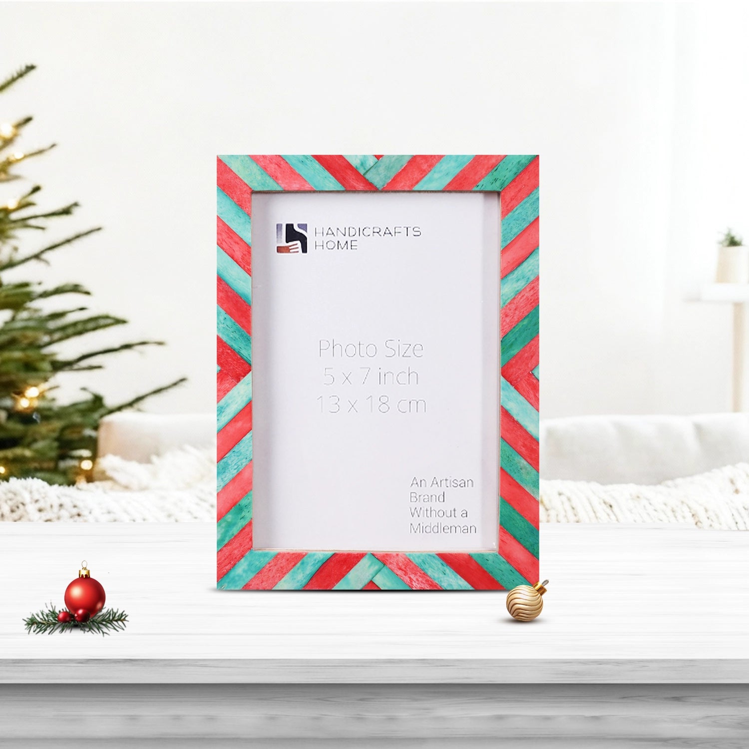 Picture Frames Chevron Art Inspired Collection Bone Inlay - Red, Green- 4x6, 5x7 & 8x10