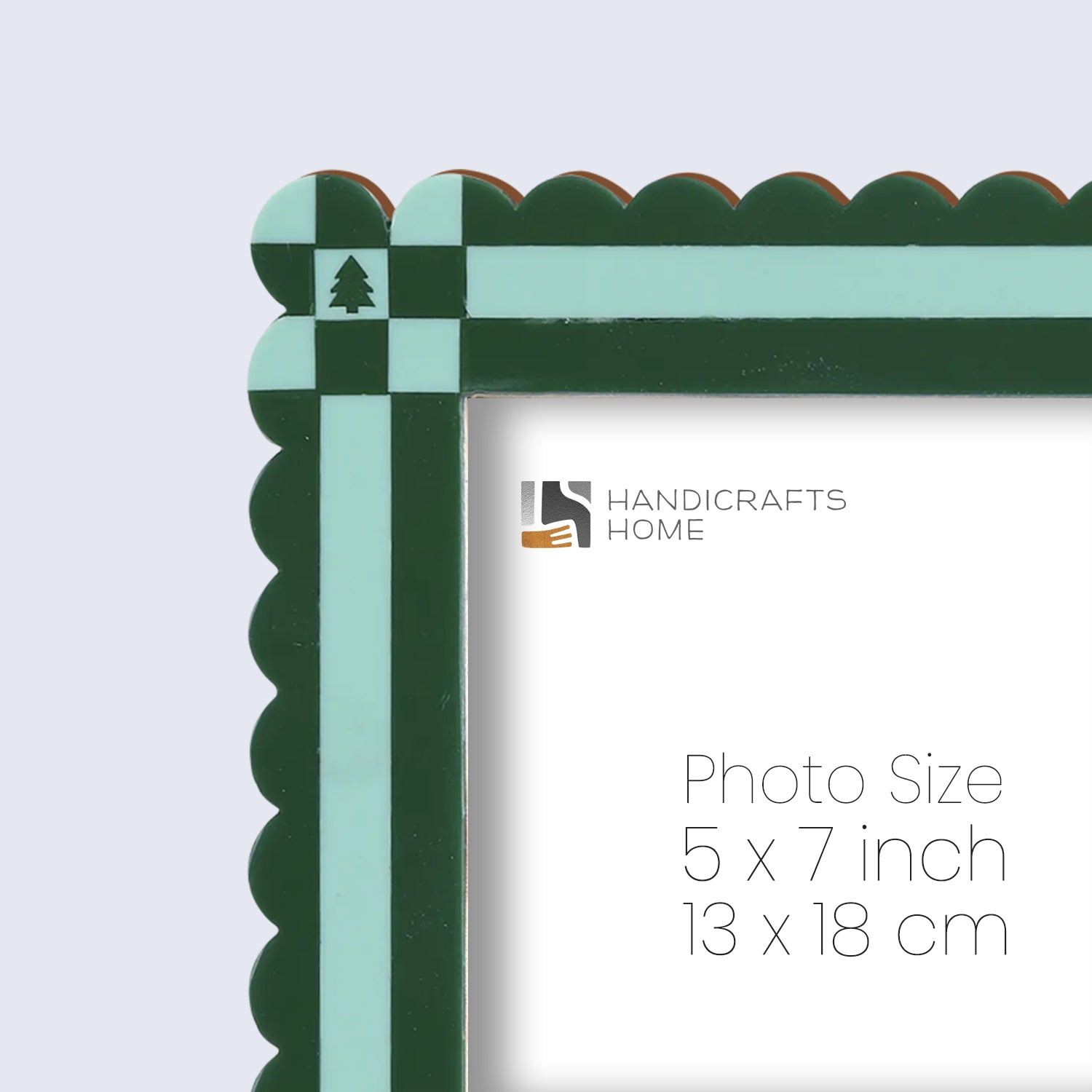 Chalet Collection Resin Inlay Picture frame for Holiday Decor & Gifting - Green , 4x6 and 5x7