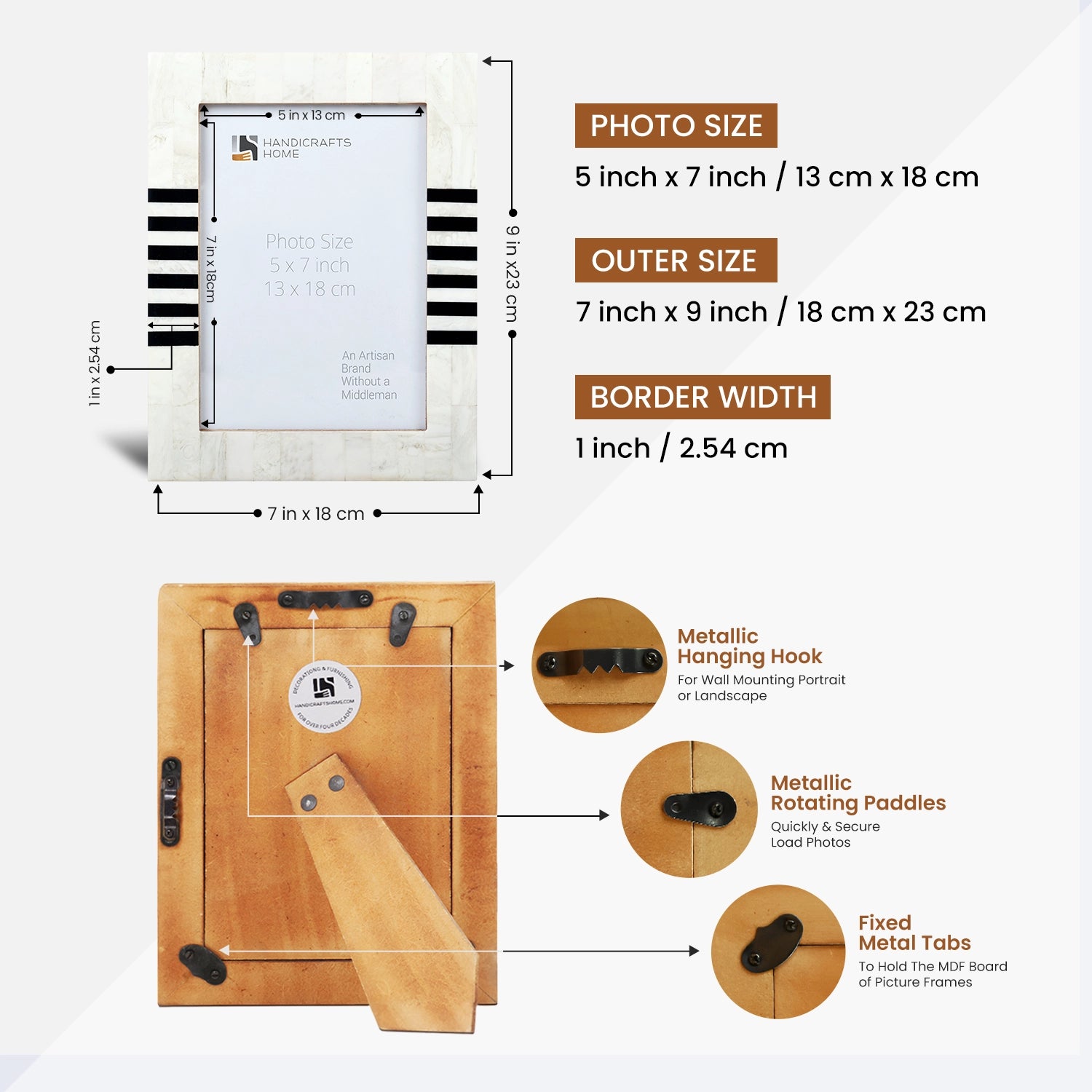 Contour Lado Black Stripe Resin Inlay Picture Photo Frame size 4x6 & 5x7
