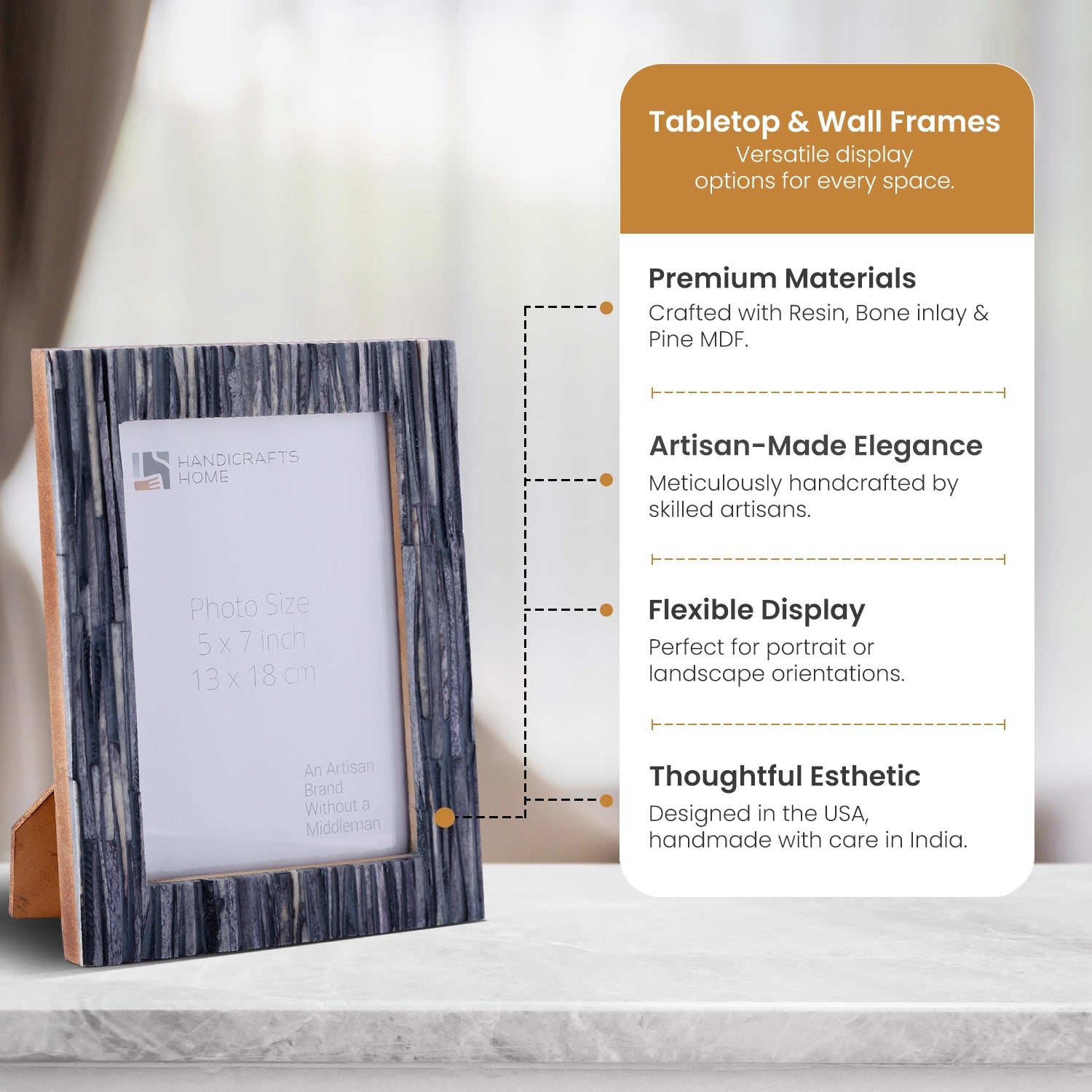 Picture Frames Koyala Kachcha Pattern Bone Inlay Collection in 3 Sizes