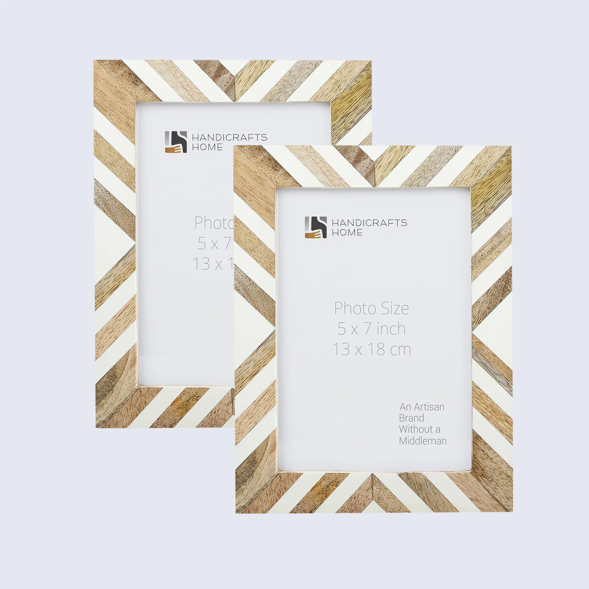 Picture Frames Marquet Chevron Pattern Resin Inlay Collection in 8 Sizes, Pack of 2