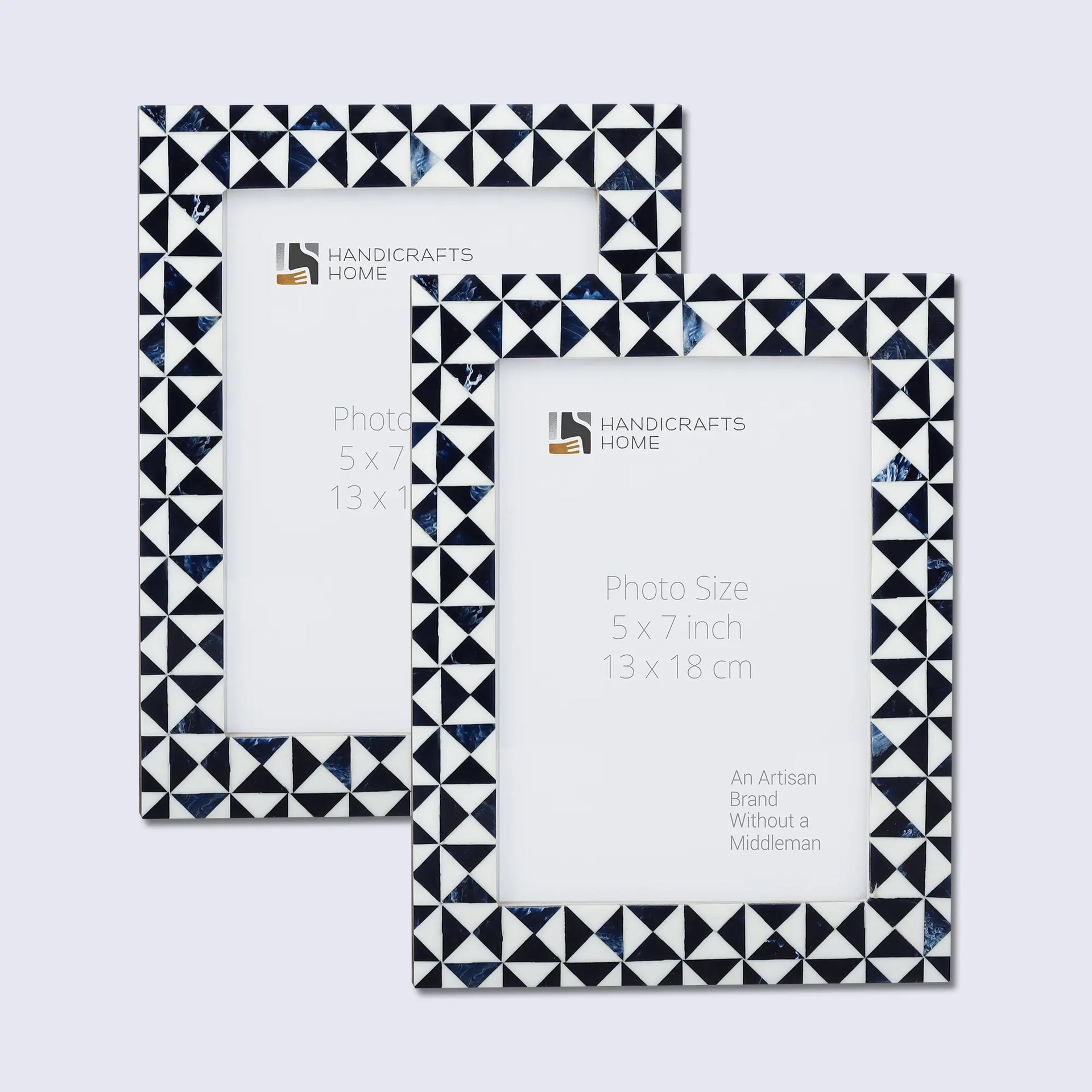 Picture Frame Marquet Indigo Pattern Collection Resin Inlay Blue White Pack of 2 in 8 Sizes