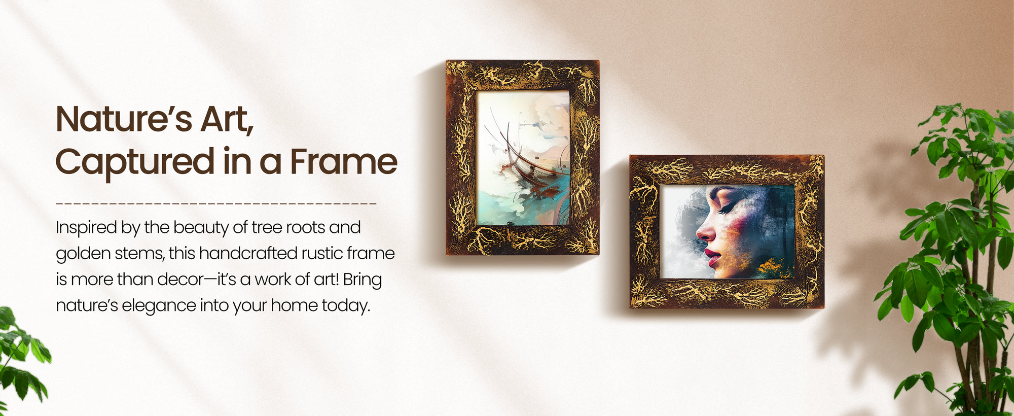 Picture Frames Roots Stem Collection Wood Handmade Brown 5x7