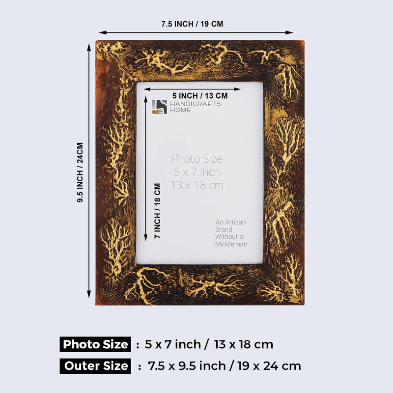 Size Chart for Picture Frames Roots Stem Collection Wood Handmade Brown 5x7